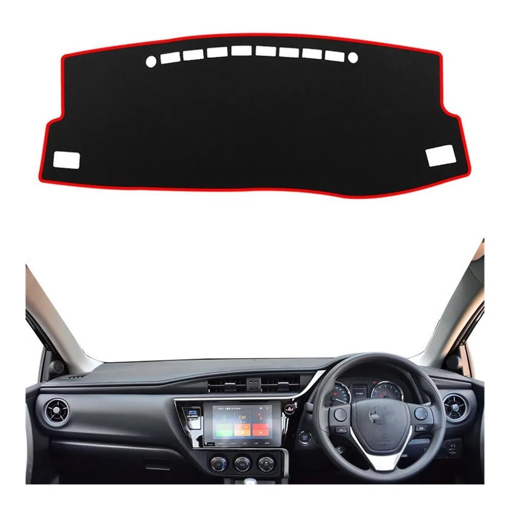 Auto Armaturenbretter Abdeckung Dashmat Dashboard Abdeckung Matte Pad Sonnenblende Schützen Teppich Teppich Auto Für Toy&ota Für Coro┐lla Auris ZRE182 2014 2015 2016 2017 2018(Right Hand Drive,Red Edg von SISIFEIER