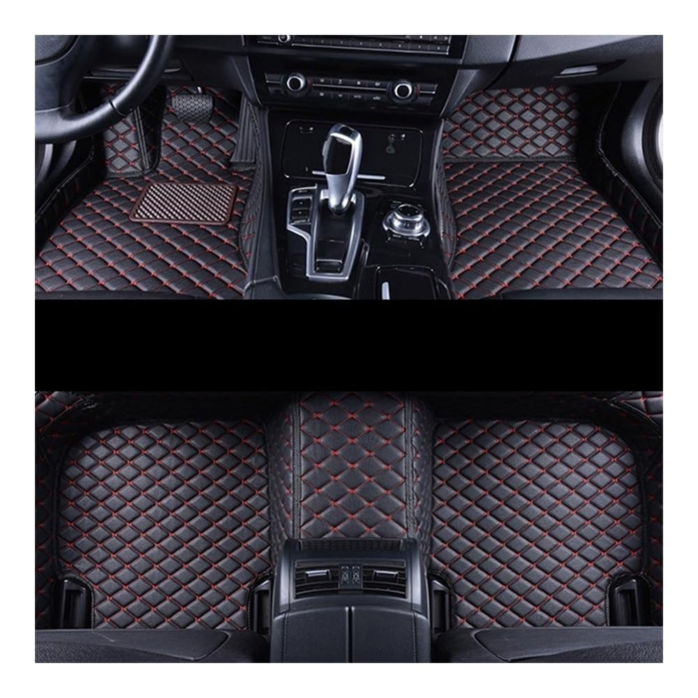 Auto FußMatten Auto Fußmatten Teppiche Für Changan Für CS15 EV 2018 2019 Künstliche Leder Wasserdicht Custom Auto Fuß Pads Auto Teppich Abdeckung(LHD 3pcs Black red) von SISIFEIER