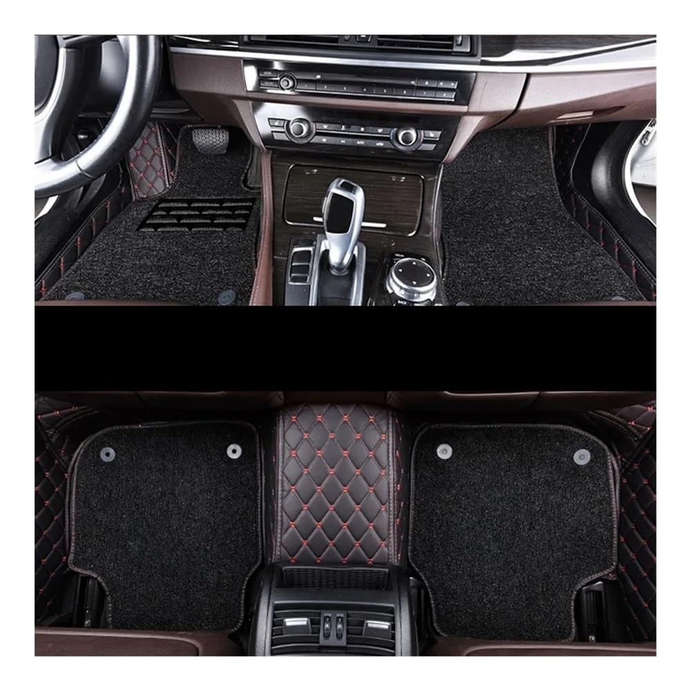 Auto FußMatten Doppelschichtige Drahtschlaufe Auto-Fußmatten Teppiche Für Mitsub&ISHI Für ASX 2011 2012 2013 Benutzerdefinierte Auto-Styling-Schutzabdeckungen Teppiche(3pcs-Black red Black) von SISIFEIER