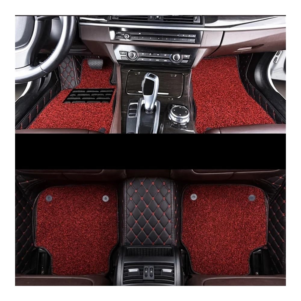 Auto FußMatten Doppelschichtige Drahtschlaufe Auto-Fußmatten Teppiche Für Mitsub&ISHI Für ASX 2011 2012 2013 Benutzerdefinierte Auto-Styling-Schutzabdeckungen Teppiche(3pcs-Black red red) von SISIFEIER