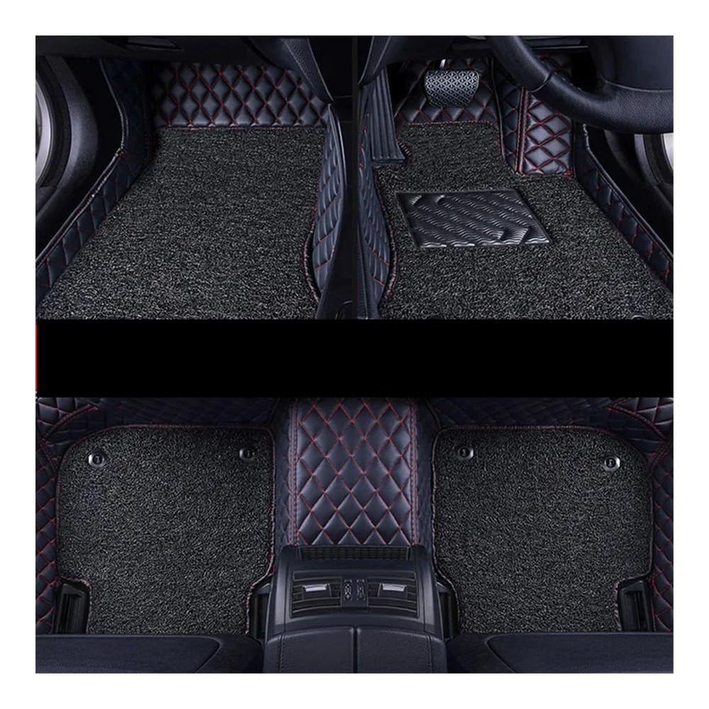 Auto FußMatten RHD Auto-Fußmatten Für V&W Für Jetta A5 2006 2007 2008 2009 2010 2011 2012 Doppellagige Drahtschlaufen-Innenteppiche(3pcs-Black red Black) von SISIFEIER