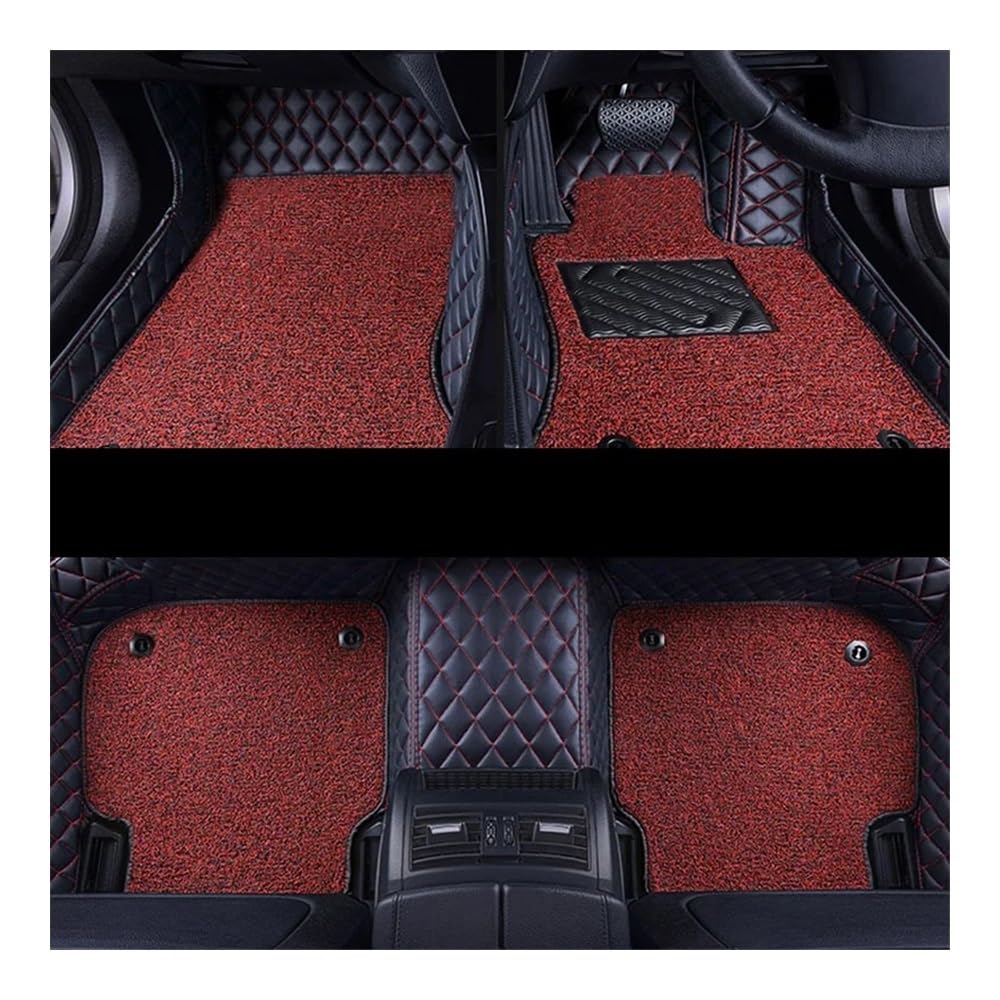 Auto FußMatten RHD Auto-Fußmatten Für V&W Für Jetta A5 2006 2007 2008 2009 2010 2011 2012 Doppellagige Drahtschlaufen-Innenteppiche(3pcs-Black red red) von SISIFEIER