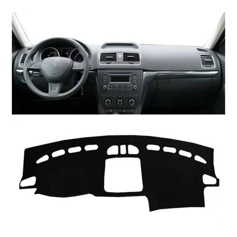 SISIFEIER Auto Armaturenbretter Abdeckung Auto Dashboard Abdeckung Dash Matte Anti-Slip Instrument Teppich Für Sko&da Für Yeti 2009 2010 2011 2012 2013 2014 2015 2016 2017(Left Hand Drive,Black Edge) von SISIFEIER