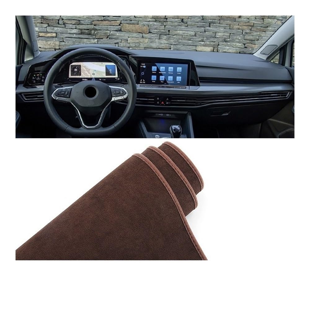 SISIFEIER Auto Armaturenbretter Abdeckung Auto Dashboard Abdeckung Matte Instrument Panel Nicht-Slip Pad Auto Für V&W Für Golf 8 MK8 2020 2021 2022 2023(B Brown LHD) von SISIFEIER