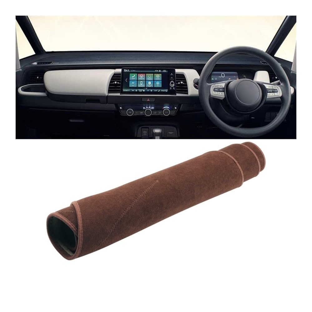 SISIFEIER Auto Armaturenbretter Abdeckung Auto Dashboard Abdeckung Matte Non-Slip Pad Instrument Panel Teppiche Für Hon┐da Für Jazz GR GS 2020 2021 2022 2023(B RHD Brown) von SISIFEIER