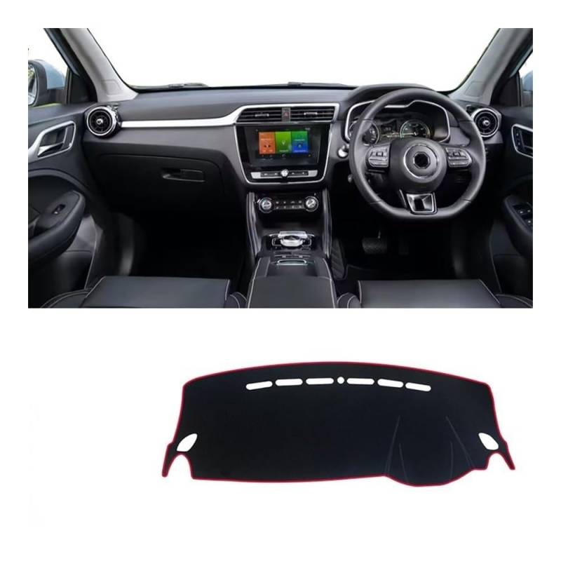 SISIFEIER Auto Armaturenbretter Abdeckung Auto Dashboard Abdeckung Matte Non-Slip Pad Instrument Teppich Für MG Für ZS EZS EV 2017 2018 2019 2020 2021 2022 2023(A Red Side RHD) von SISIFEIER