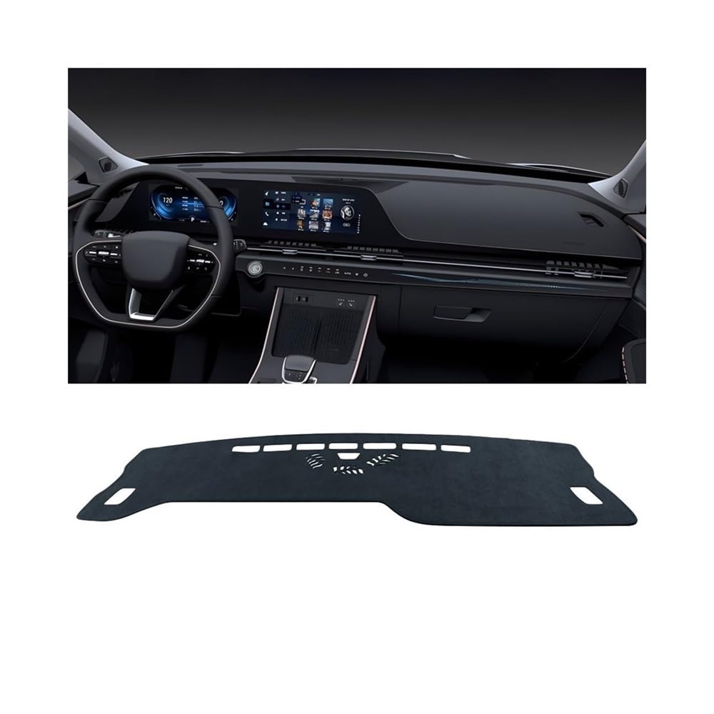 SISIFEIER Auto Armaturenbretter Abdeckung Auto Dashboard Abdeckung Sonnenschutz Vermeiden Licht Matte Instrument Panel Pad Teppiche Für Chery Für Omoda 5 C5 FX 2022 2023 2024(Black LHD) von SISIFEIER