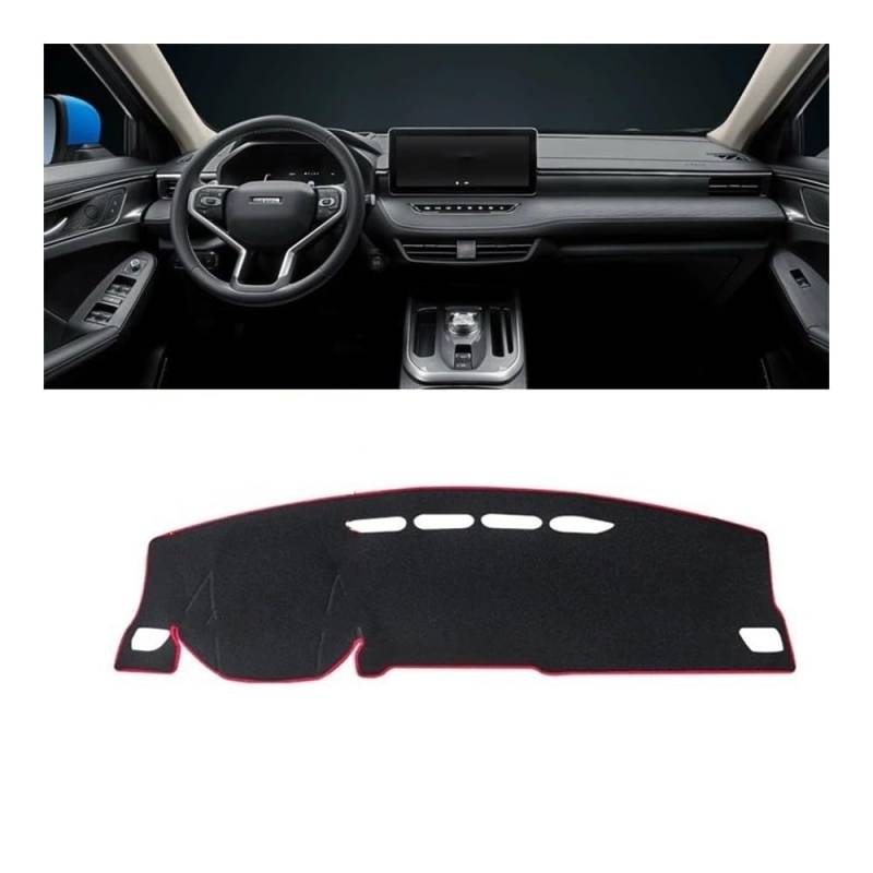 SISIFEIER Auto Armaturenbretter Abdeckung Auto Dashboard Abdeckung Sonnenschutz Vermeiden Licht Matte Instrument Panel Teppich Teppich Für Haval Für Jolion 2021 2022 2023(A LHD Red Side) von SISIFEIER