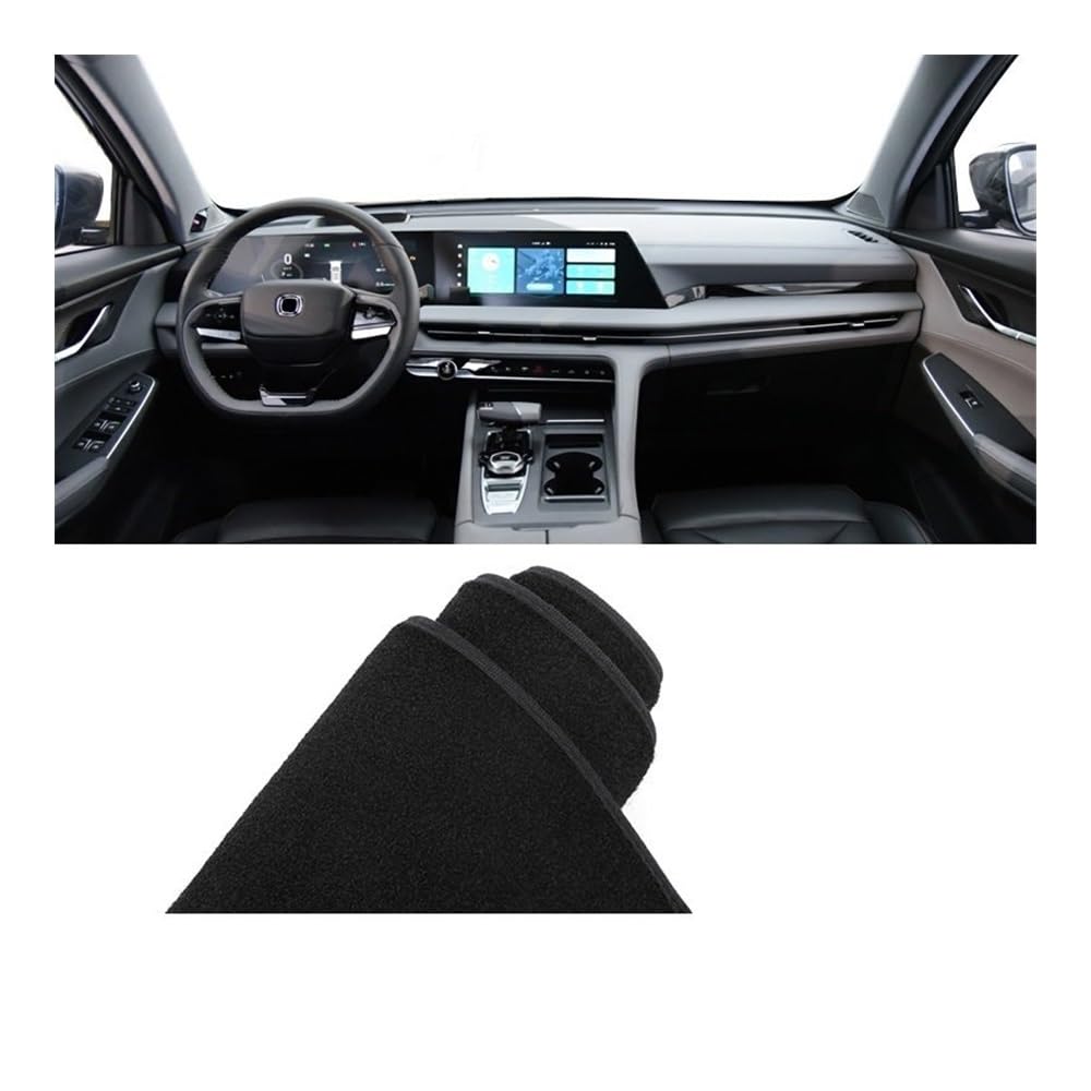 SISIFEIER Auto Armaturenbretter Abdeckung Auto Dashboard Abdeckung Sonnenschutz Vermeiden Licht Matte Instrument Panel Teppiche Non-Slip Pad Für Changan Für CS75 Plus 2022 2023(A with HUD Black) von SISIFEIER