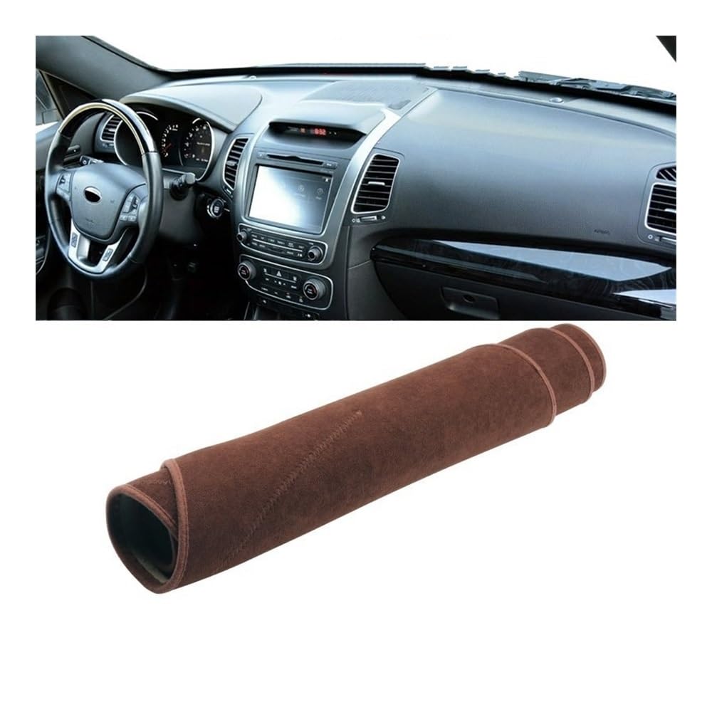 SISIFEIER Auto Armaturenbretter Abdeckung Auto Dashboard Abdeckung Vermeiden Licht Matten Non-Slip Pad Instrument Panel Teppiche Für Kia Für Sorento 2 XM 2013 2014(B Audio Brown LHD) von SISIFEIER