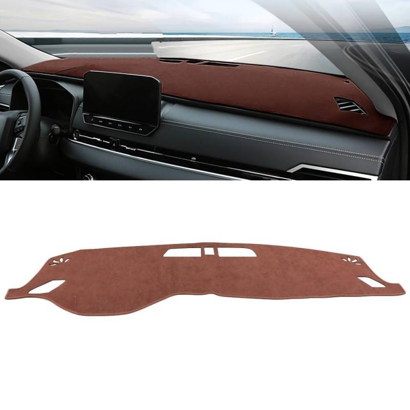 SISIFEIER Auto Armaturenbretter Abdeckung Auto Dashboard Abdeckung Vermeiden Licht Pad Sonnenschutz Matte Non-Slip Fall Für Mitsub&ISHI Für Outlander 4 GN GM 2021 2022 2023 2024(LHD NO HUD Brown) von SISIFEIER