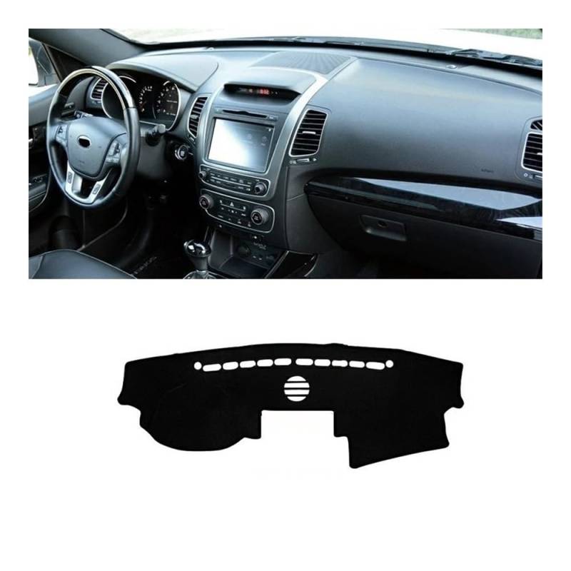 SISIFEIER Auto Armaturenbretter Abdeckung Auto Dashboard Abdeckung Vermeiden Licht Pads Sonnenschutz Matten rutschfeste Fall Instrument Panel Für Kia Für Sorento 2 XM 2013 2014(A LHD Audio Black) von SISIFEIER