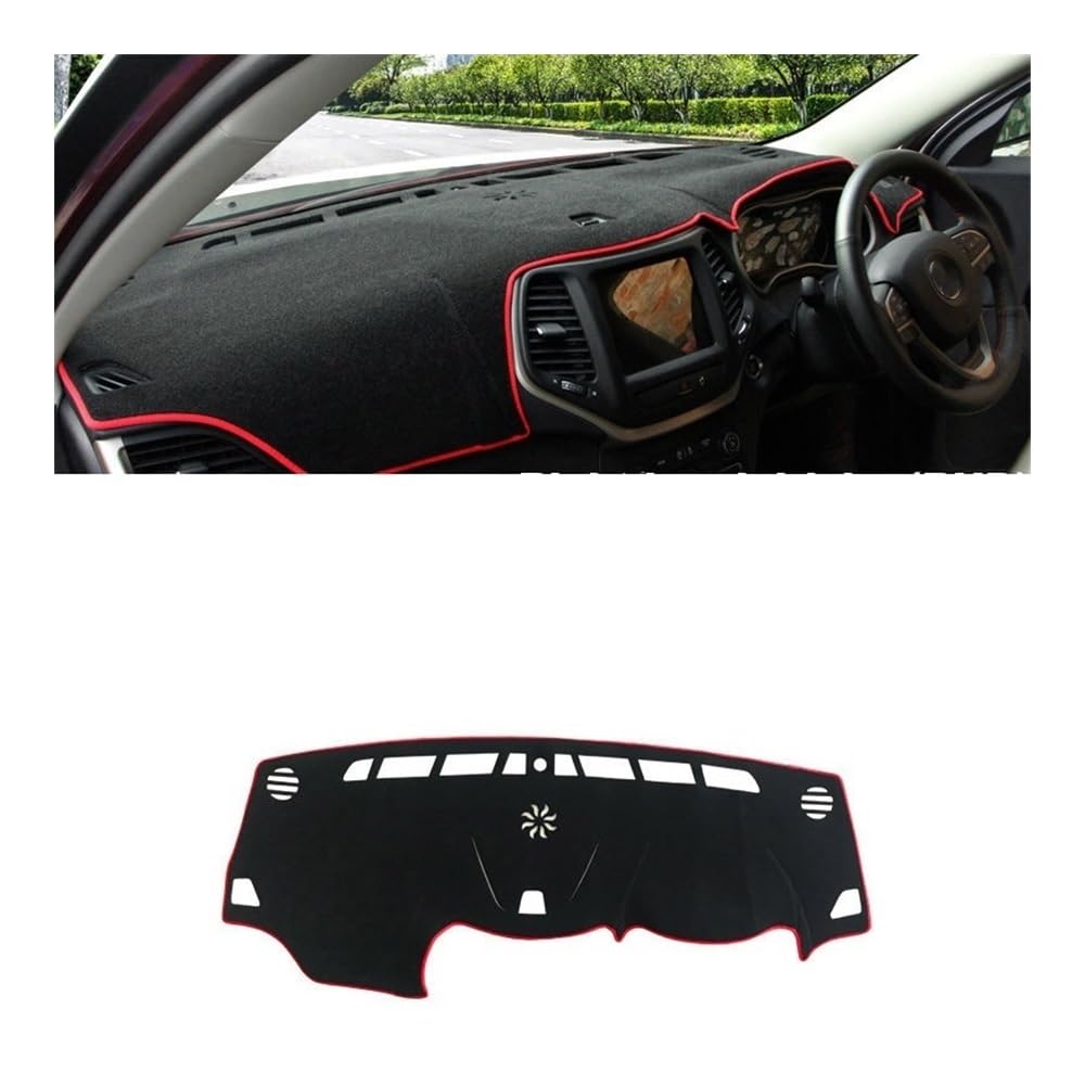 SISIFEIER Auto Armaturenbretter Abdeckung Auto Dashboard Abdeckung Vermeiden Licht Pads Teppiche Für J&eep Für Cherokee KL 2014 2015 2016 2017 2018 2019 2020 2021(RHD Red Side) von SISIFEIER