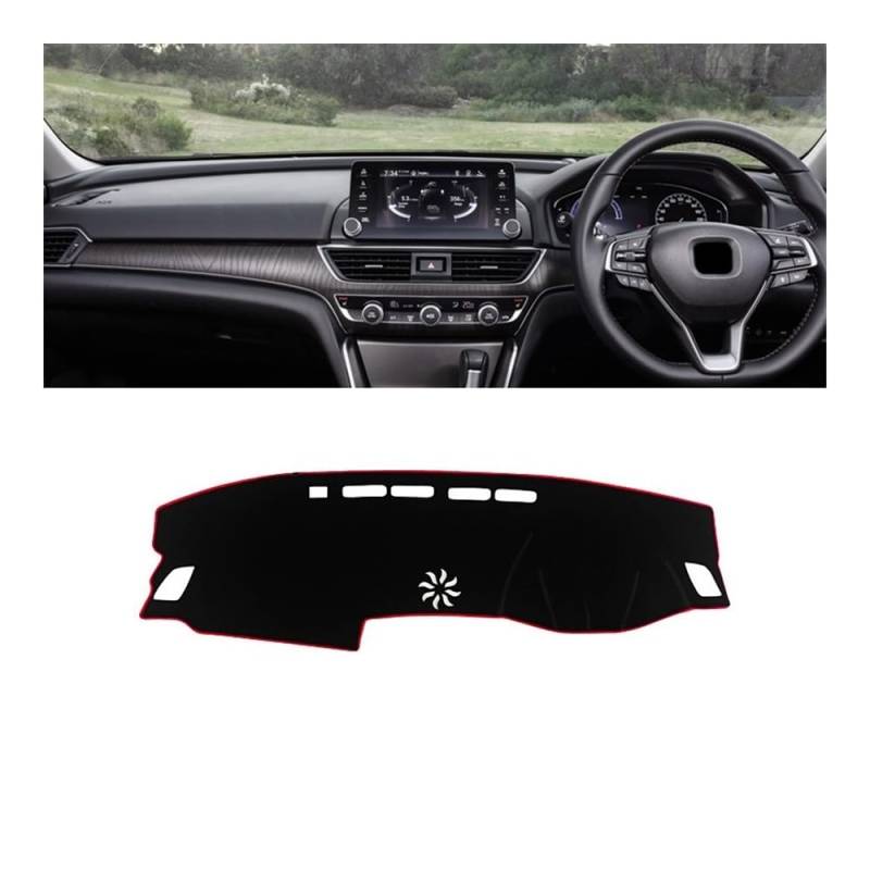 SISIFEIER Auto Armaturenbretter Abdeckung Auto Dashboard Sonnenschutz Abdeckung Nicht-Slip Matte Instrument Teppich Für Hon┐da Für Accord 10th 2018 2019 2020 2021 2022(A RHD Red Side) von SISIFEIER