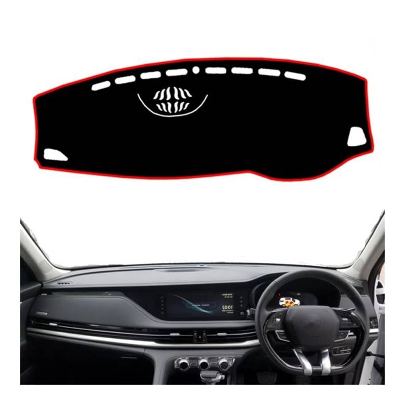 SISIFEIER Auto Armaturenbretter Abdeckung Auto Styling Dashmat Dashboard Abdeckung Matte Pad Sonnenschirm Teppich Teppich Für Changan Für CS95 2019 2020 2021 2022 2023(Right Hand Drive,Red Edge) von SISIFEIER