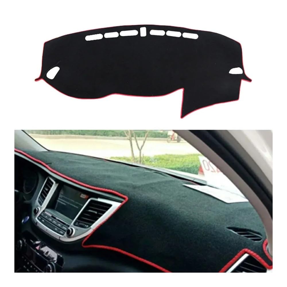 SISIFEIER Auto Armaturenbretter Abdeckung Dashmat Dashboard Cover Pad Matte Instrument Sonnenschirm Schützen Teppich Teppich Für Hyun&dai Für Tucson 2016 2017 2018(Left Hand Drive,Red Edge) von SISIFEIER