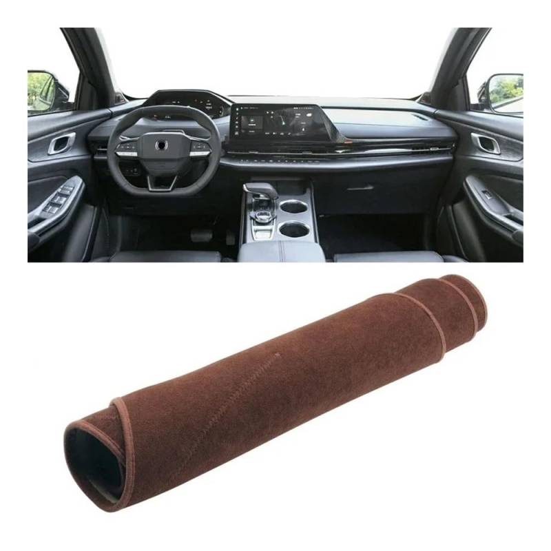 SISIFEIER Auto Armaturenbretter Abdeckung Für Changan Für CS55 Plus 2022 2023 2024 Auto Dashboard Abdeckung Dash Matte Sonnenschutz Nicht-Slip Pad Innen(B LHD Brown) von SISIFEIER