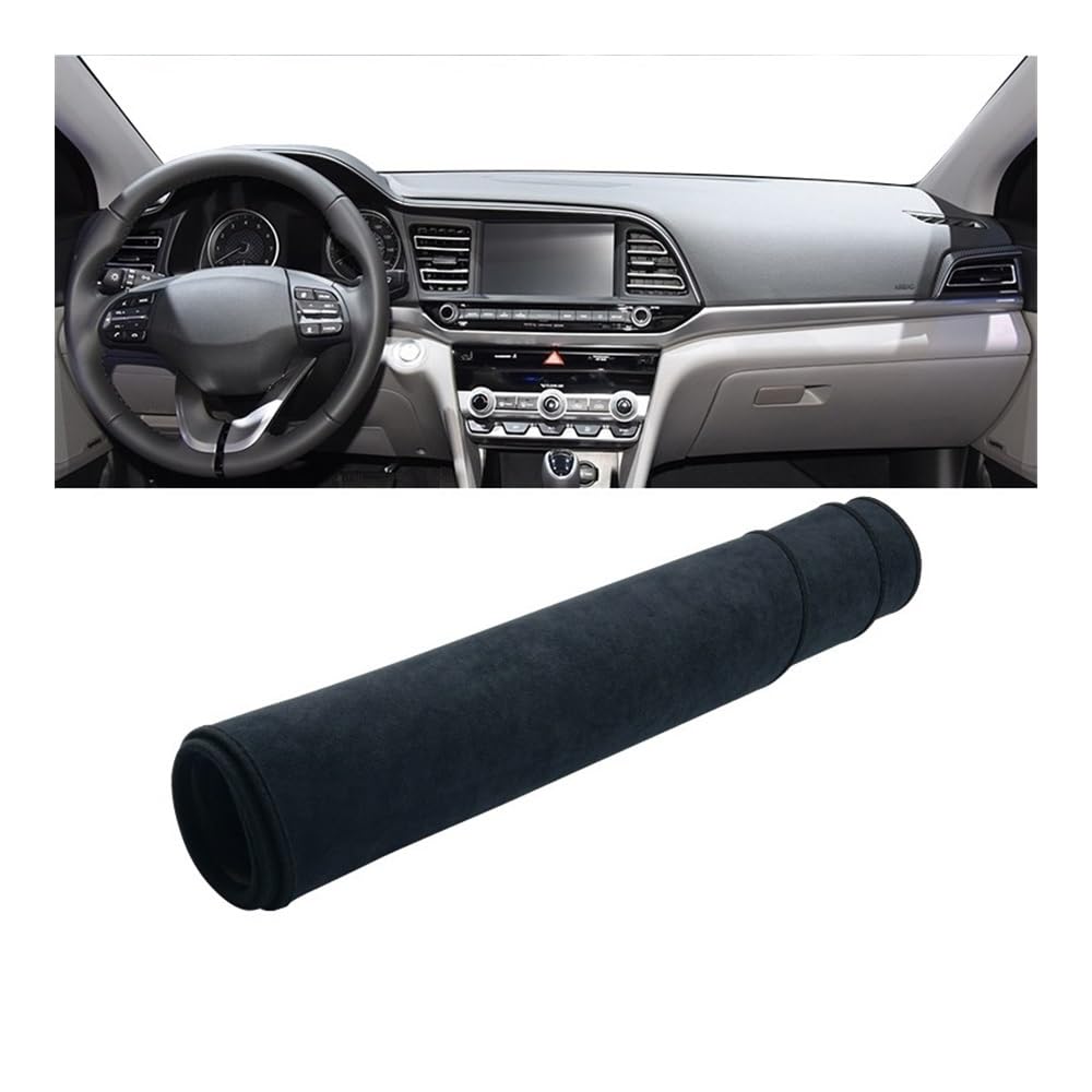 SISIFEIER Auto Armaturenbretter Abdeckung Für Hyun&dai Für Elantra AD 2016 2017 2018 2019 2020 Auto Dashboard Abdeckung Dash Matte Sonnenschutz Nicht-Slip Pad(LHD Black) von SISIFEIER