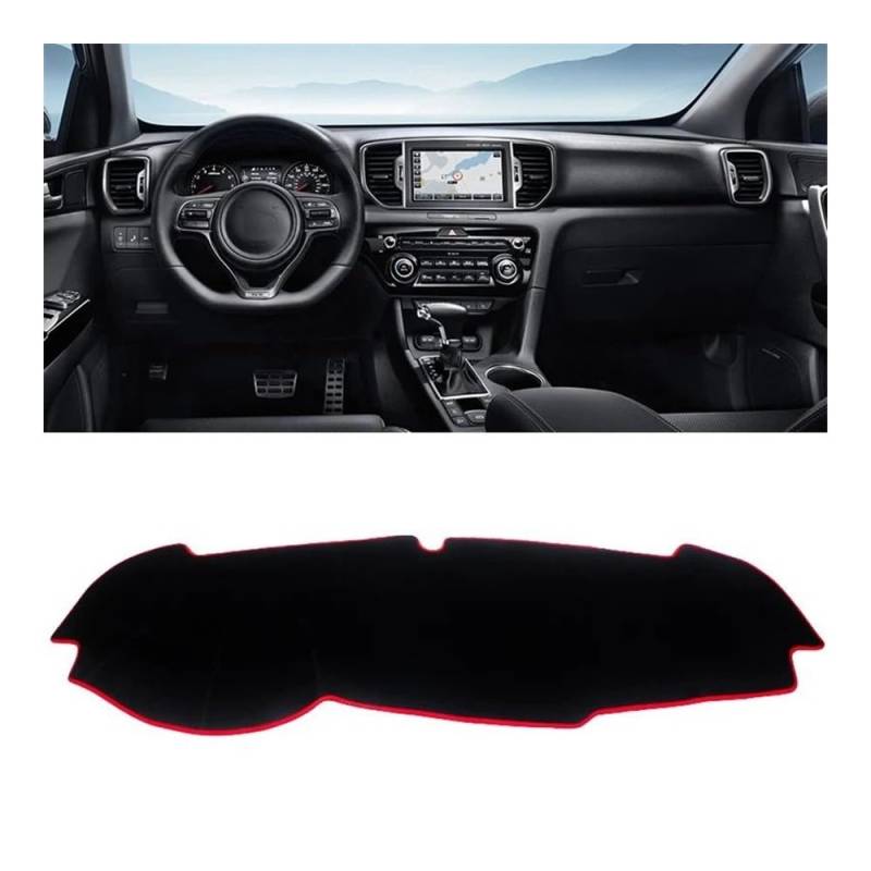 SISIFEIER Auto Armaturenbretter Abdeckung Für Kia Für Sportage 4 QL 2016 2017 2018 2019 2020 Auto Dashboard Abdeckung Dash Matte Sonnenschutz Instrume Panel Teppiche(Red Border LHD) von SISIFEIER