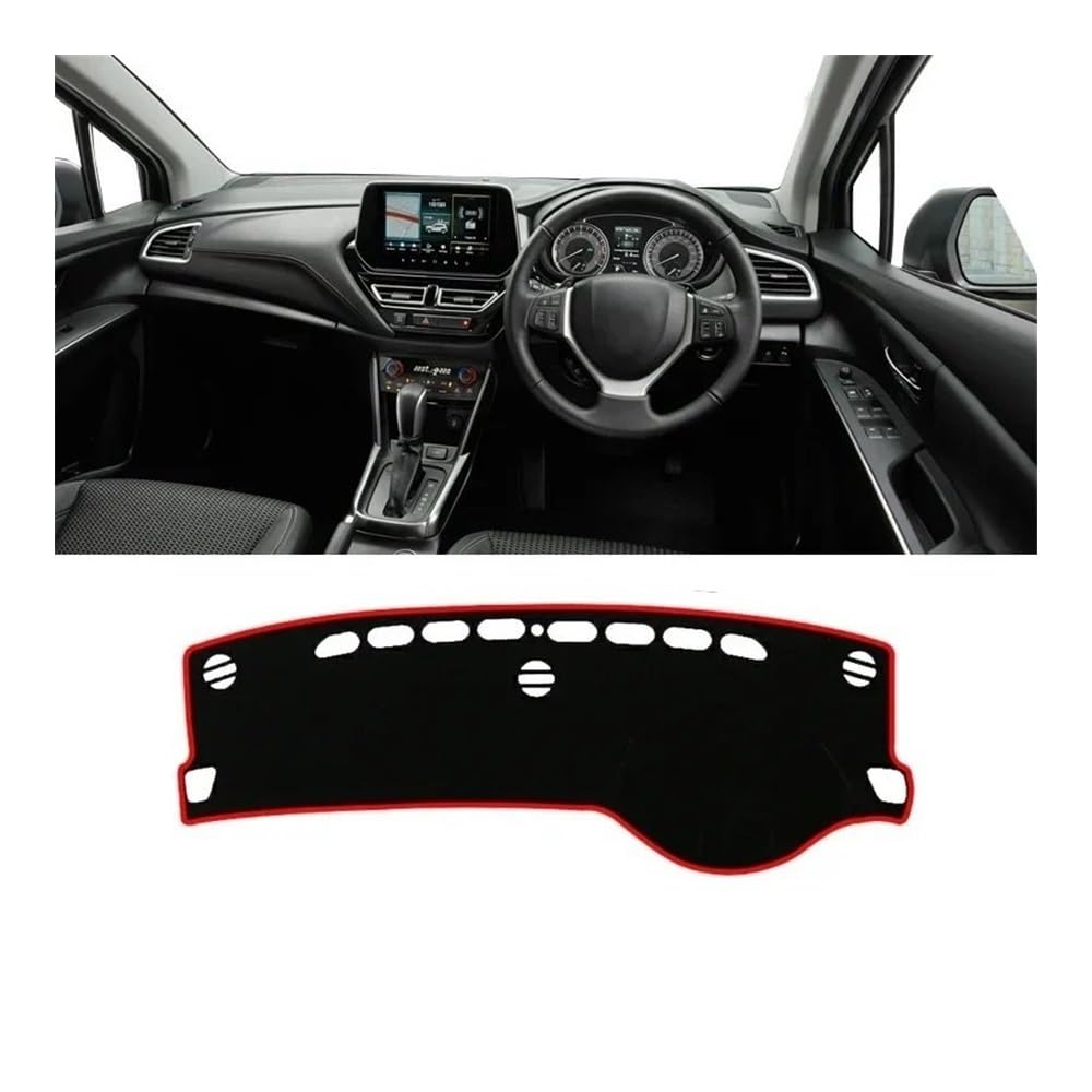 SISIFEIER Auto Armaturenbretter Abdeckung Hybrid Auto Dashboard Abdeckung Dash Matte Sonnenschutz Nicht-Slip Pad Innen Für Suzu&ki Für S-Cross Scross MK3 2022 2023 2024(A RHD Red Side) von SISIFEIER