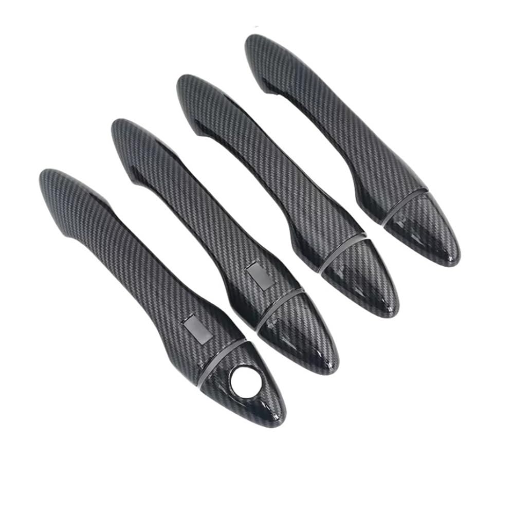 SISIFEIER Türgriffabdeckung Carbon Faser Glanz Schwarz Chrom Auto Türgriff Abdeckung Schüssel Aufkleber Styling Für Hyu&ndai Für Tucson Für IX35 2009-2013 2014(C-handle2 Button) von SISIFEIER