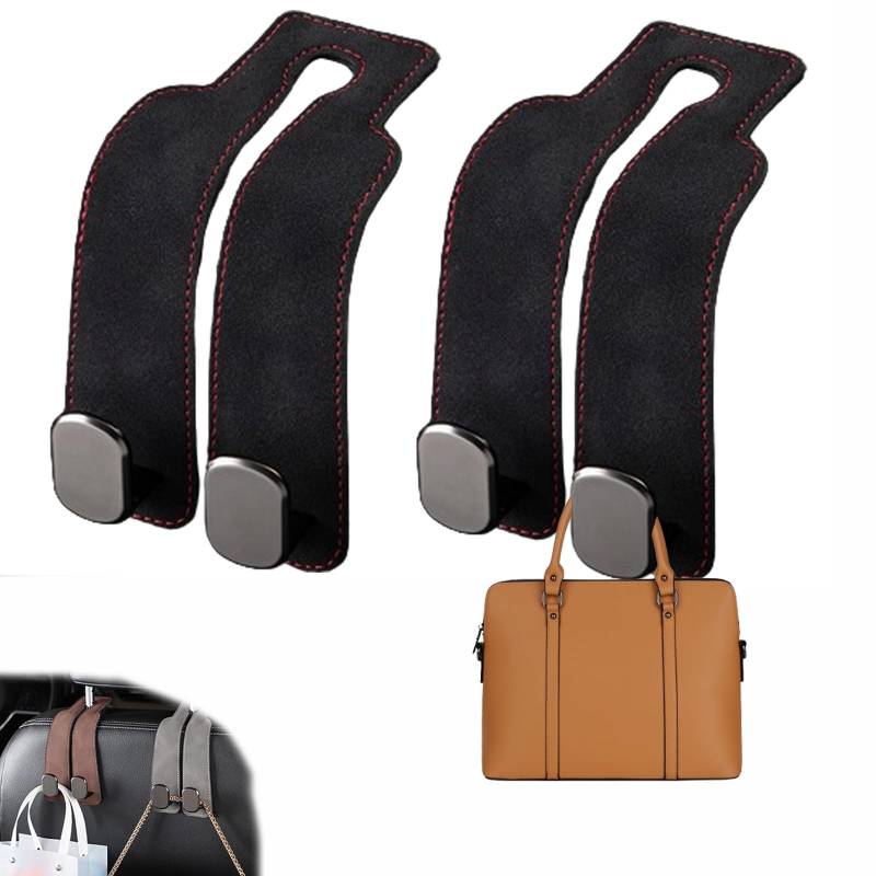 Autositz Doppelhaken RüCkenhaken,2 In 1 Car Headrest Hidden Hook,KopfstüTzenhalterung Sportsitze,Car Storage Hooks,Car Seat Back Storage Hook,Car Back Seat Hooks,Bag Hooks,Car Essentials (Black) von SIUVEY