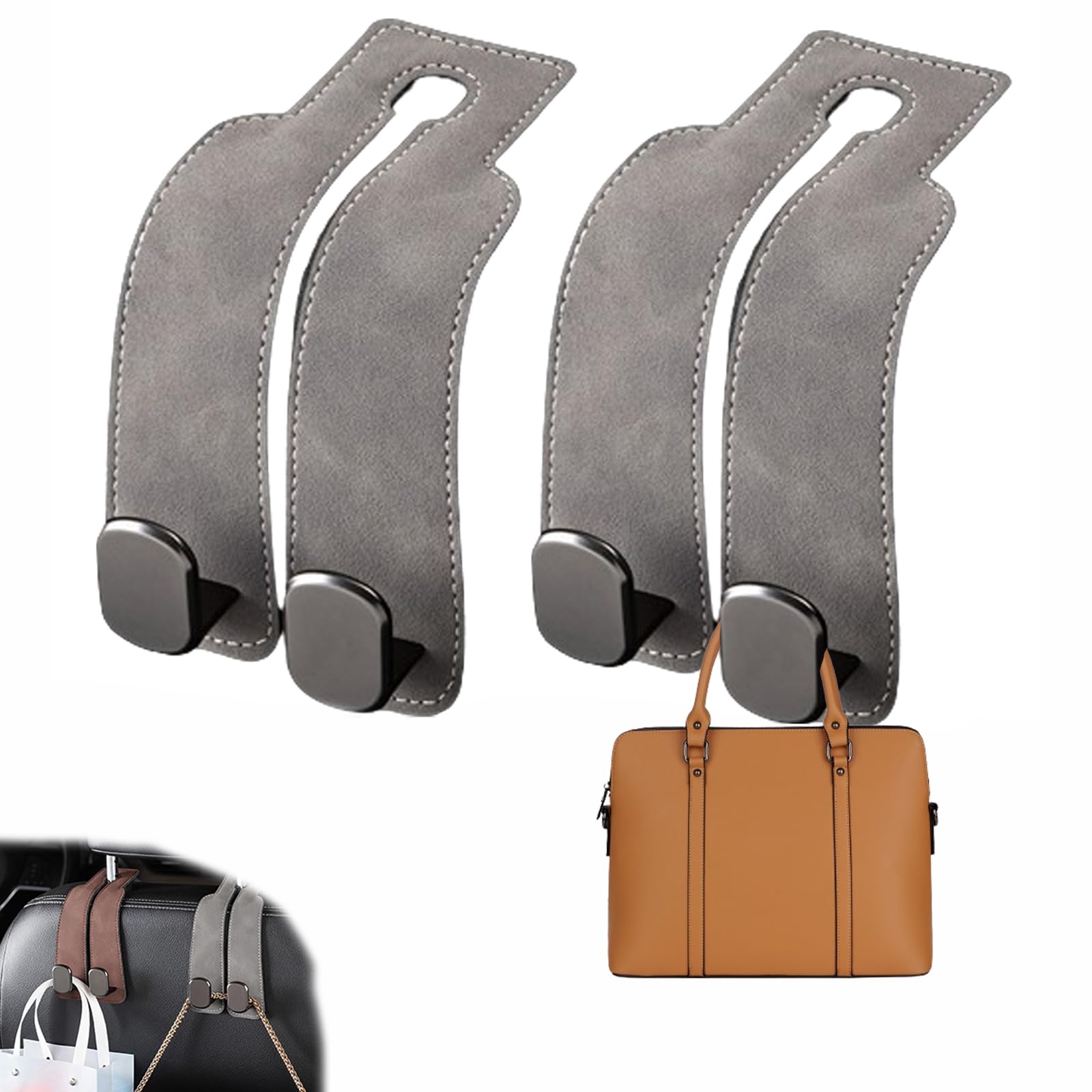 Autositz Doppelhaken RüCkenhaken,2 In 1 Car Headrest Hidden Hook,KopfstüTzenhalterung Sportsitze,Car Storage Hooks,Car Seat Back Storage Hook,Car Back Seat Hooks,Bag Hooks,Car Essentials (Grey) von SIUVEY