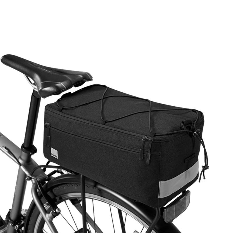 SIVENKE Fahrrad Gepäckträgertasche 8L Satteltasche 600D Nylon Packtasche Isolierte Stammkühltasche mit Schultergurt & Regenhülle Schwarz von SIVENKE