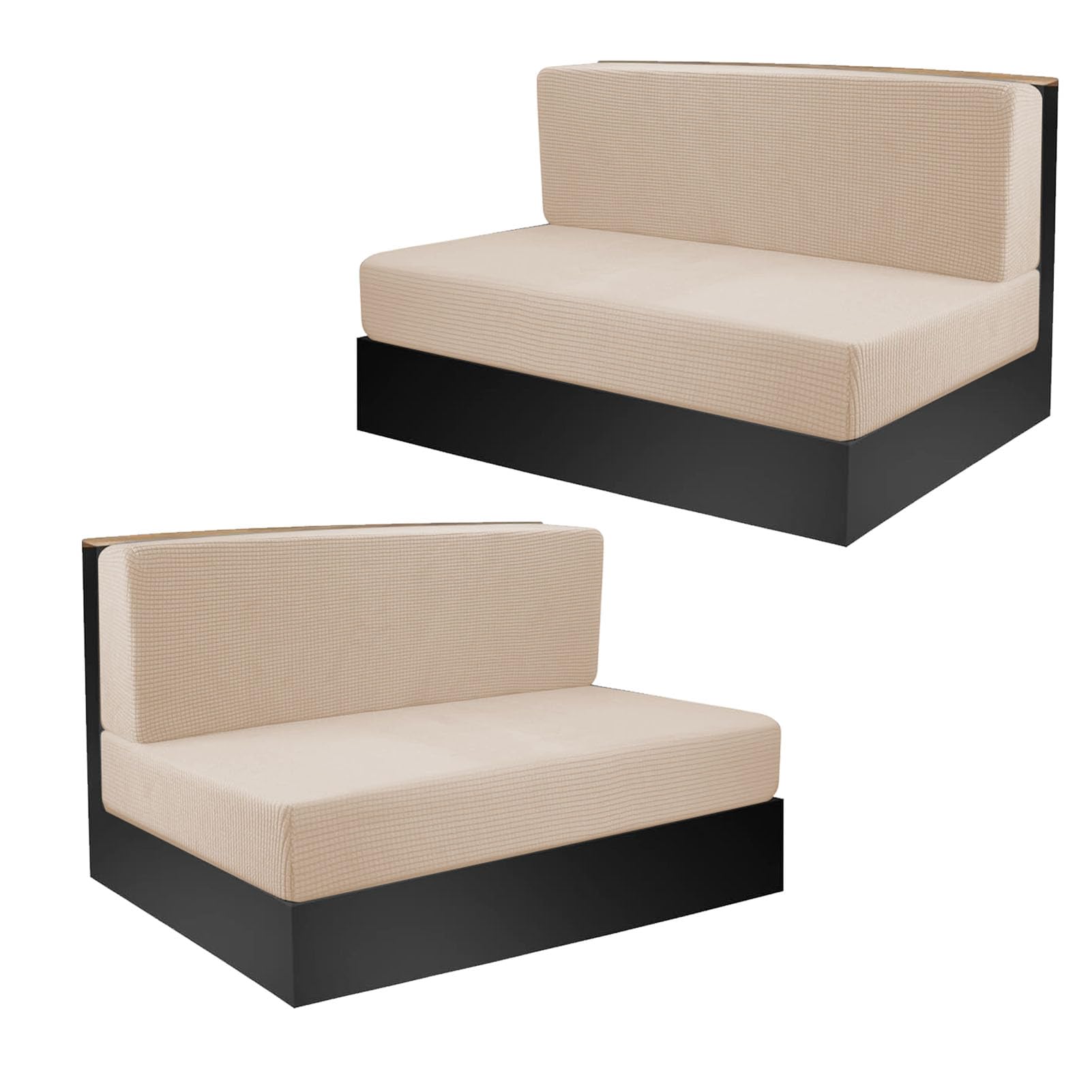 RV Dinette Cushionbezüge, Wasserabweisende RV Sofa-Kissenbezug für Campingfahrzeuge, Elastische Möbelschutz Ersatzbezüge für Wohnmobil, Creme von SIXRUN