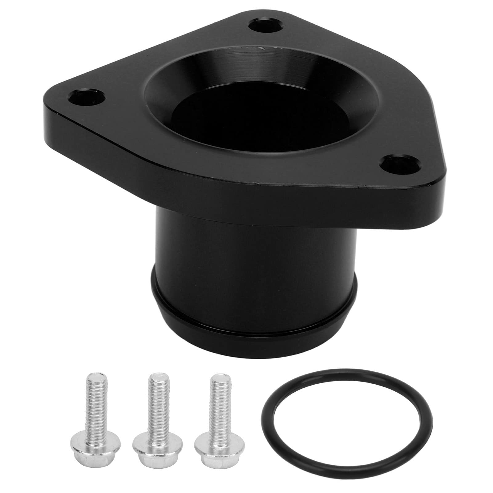 SIXRUN Austausch des Thermostatgehäuses, Billet-Aluminiumlegierung mit Auslaufsicherer Dichtung für Powerstroke 7.3L 1999–2003, CNC-gefräst (Black) von SIXRUN