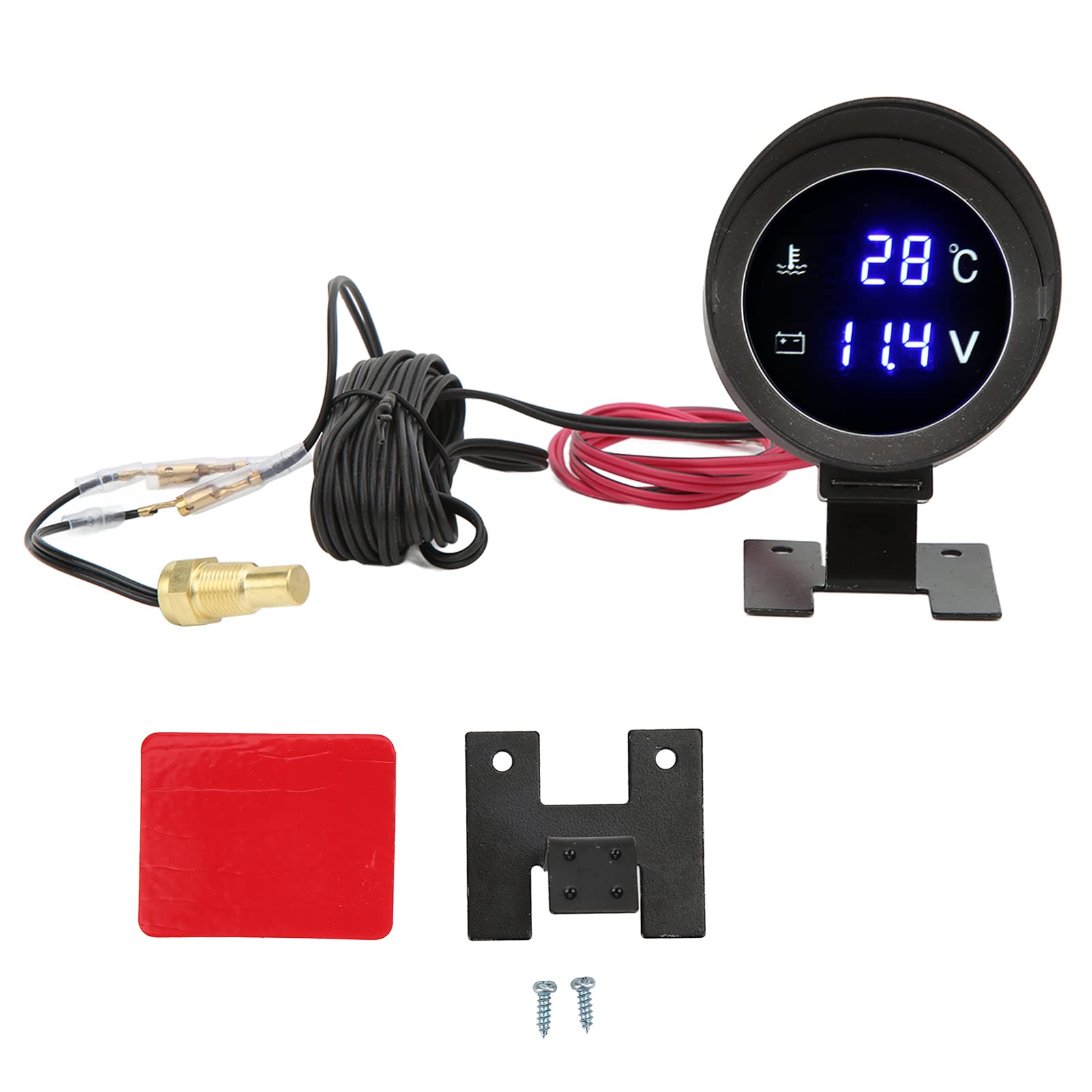 SIXRUN LED-Voltmeter, Digitale Wassertemperaturanzeige, ABS-Metallmaterial, Geringer Stromverbrauch, Blaues Licht, Universell für Auto und Motorrad von SIXRUN