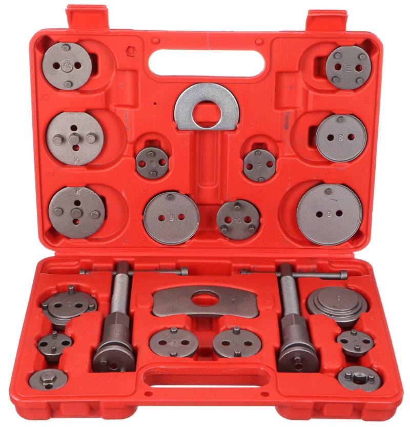 SIXTOL Brake Set 22 Bremskolbenrücksteller Set | 22tlg | Kunststoffkoffer | Rückstellwerkzeug zum des Bremskolben | Bremssattel Kolben Wind Zurück Tool Kit | KFZ Werkzeug | Bremse Instandsetzung von SIXTOL