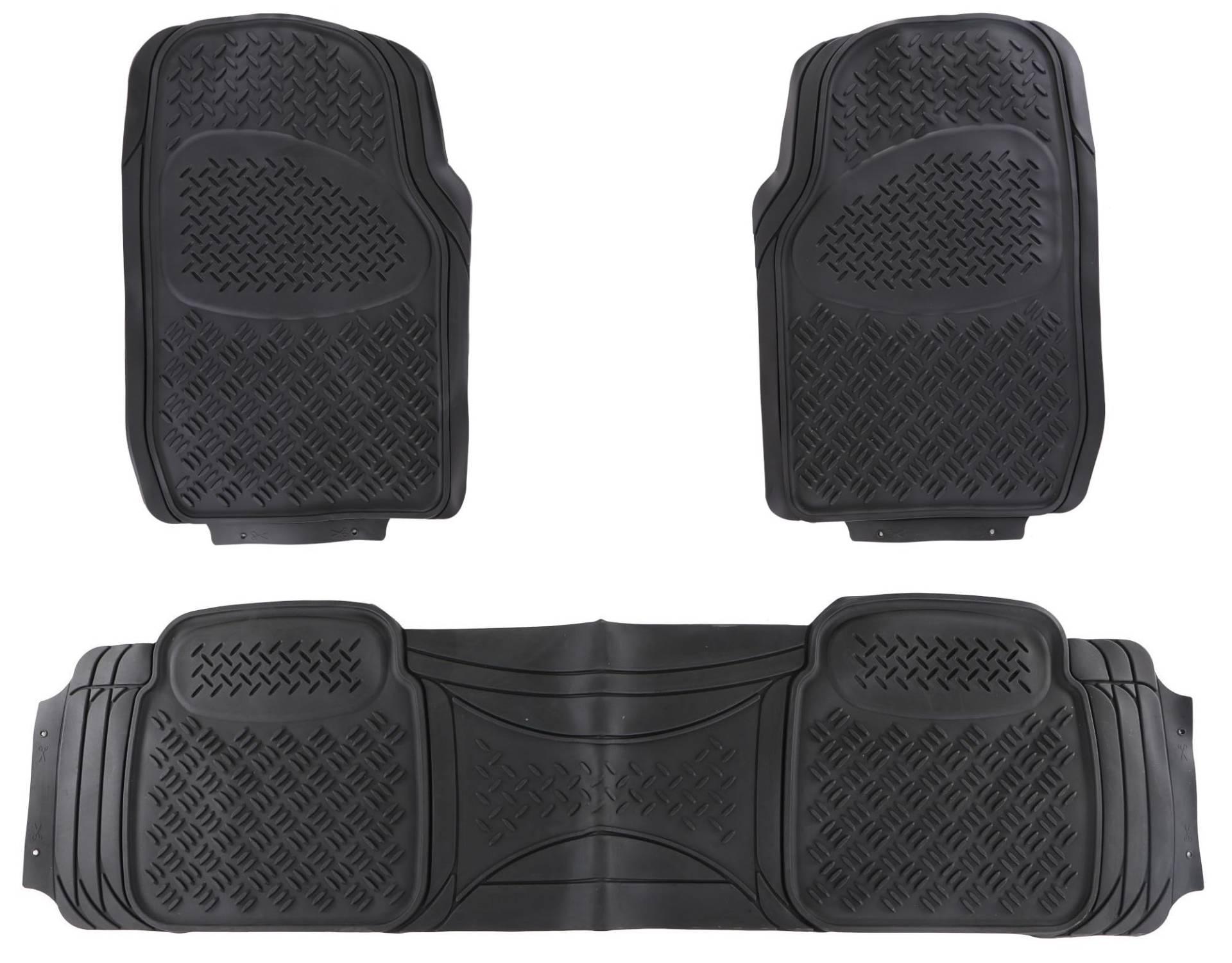 SIXTOL CAR MAT Uni Set 2 | Universelle Gummifußmatten | Komplettset | 3-teilig | Für Vorder- und Rücksitze | Zuschneidbar | Schutz vor Schmutz und Wasser | Schwarz von SIXTOL