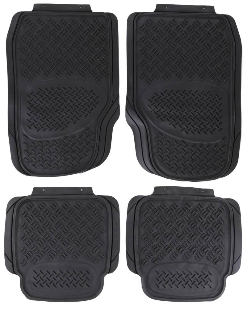 SIXTOL CAR MAT Uni Set 3 | Universelle Gummifußmatten | Komplettset | 4-teilig | Für Vorder- und Rücksitze | Zuschneidbar | Schutz vor Schmutz und Wasser | Schwarz von SIXTOL