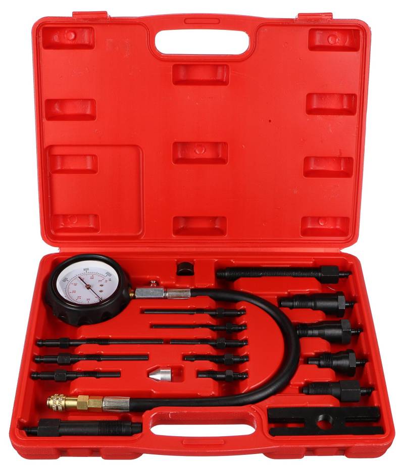 SIXTOL Engine Tester 19 Kompressionsprüfer Set für Dieselmotoren 70 bar Druckmanometer Kompressionstester von SIXTOL