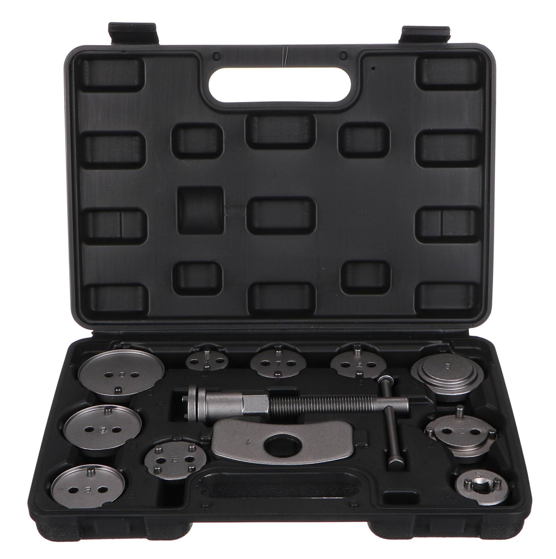 SIXTOL Mechanic Brake Set Black 12 | Bremskolben-Rücksteller | 12-teiliges Set | Montagewerkzeug | Rückdrehen und Komprimieren | Bremskolbenpresse | Werkzeugkoffer von SIXTOL