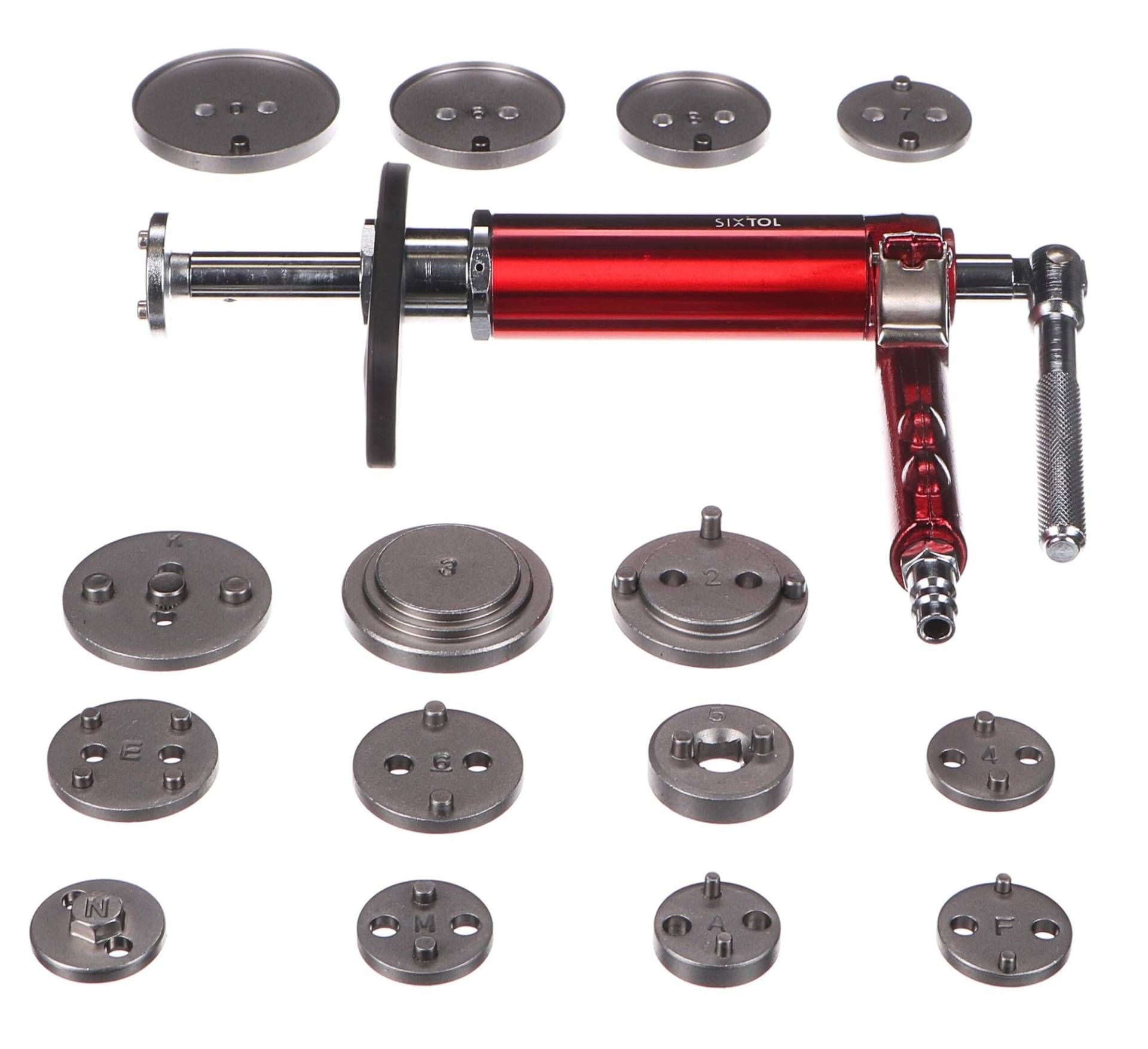 SIXTOL Mechanic Brake Set PNEU 16 | Pneumatisches Bremskolben-Rückstellwerkzeug | 16-teiliges Set | Auto-Werkzeug | Adaptersatz | Druckluftbetrieben | Bremskolbenrücksteller SIXTOL Mechanic Brake Set PNEU 16 | Pneumatisches Bremskolben-Rückstellwerkzeug | 16-teiliges Set | Auto-Werkzeug | Adaptersatz | Druckluftbetrieben | Bremskolbenrücksteller von SIXTOL