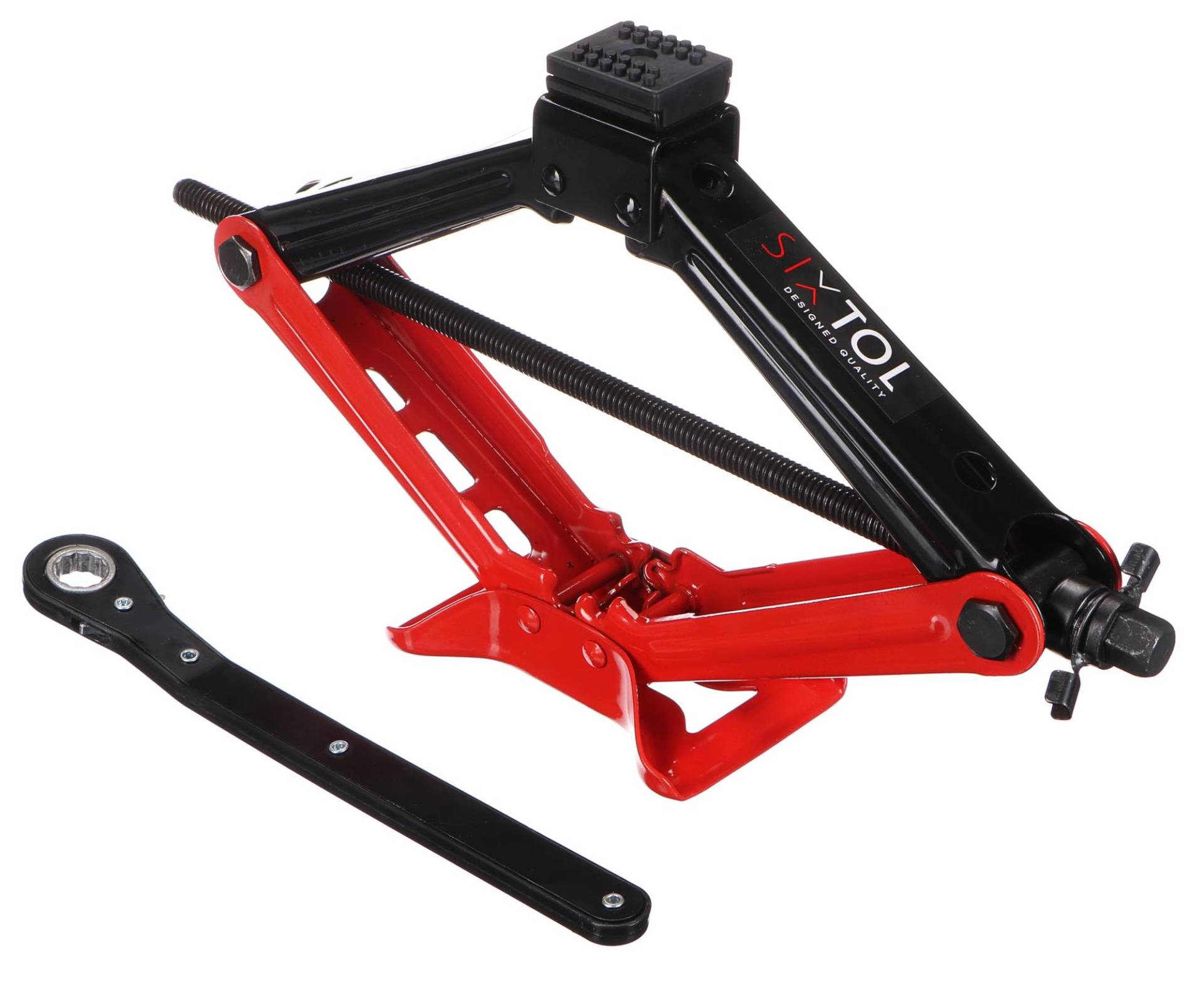 SIXTOL SX Scissor Jack 2T | Scherenwagenheber mit Ratsche | 2 Tonnen | Kompakt | Notfall | Fahrzeugheber | Reifenersatz | Gummiauflage von SIXTOL