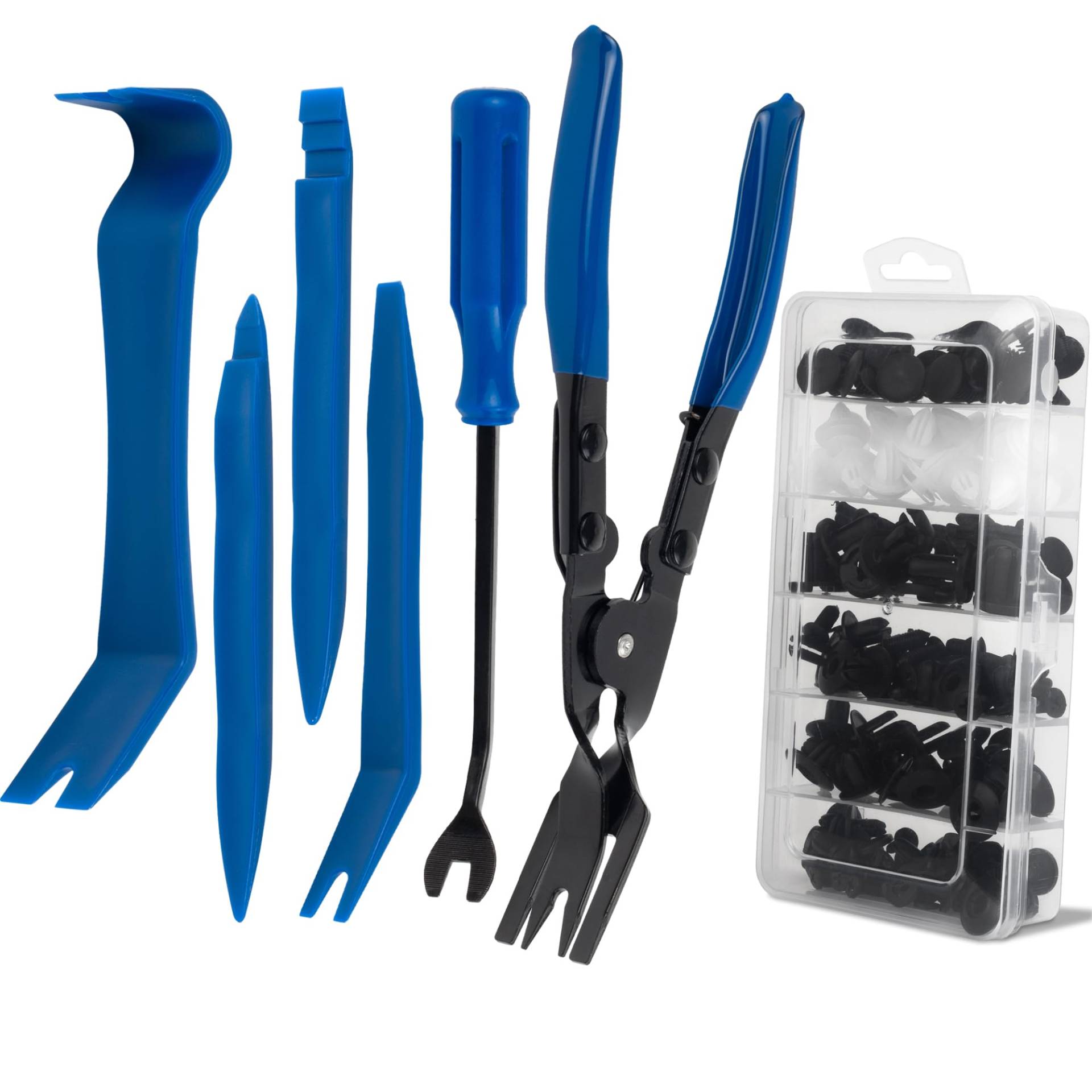 106 Teilig Hebelwerkzeug Auto Set, 6pcs Fahrzeug Innen Demontage Werkzeuge, mit Türverkleidungszange und 100 Stück Befestigungsclips Auto Clips Set für Autotür Türverkleidung und Platten Entfernung von SJAHRS