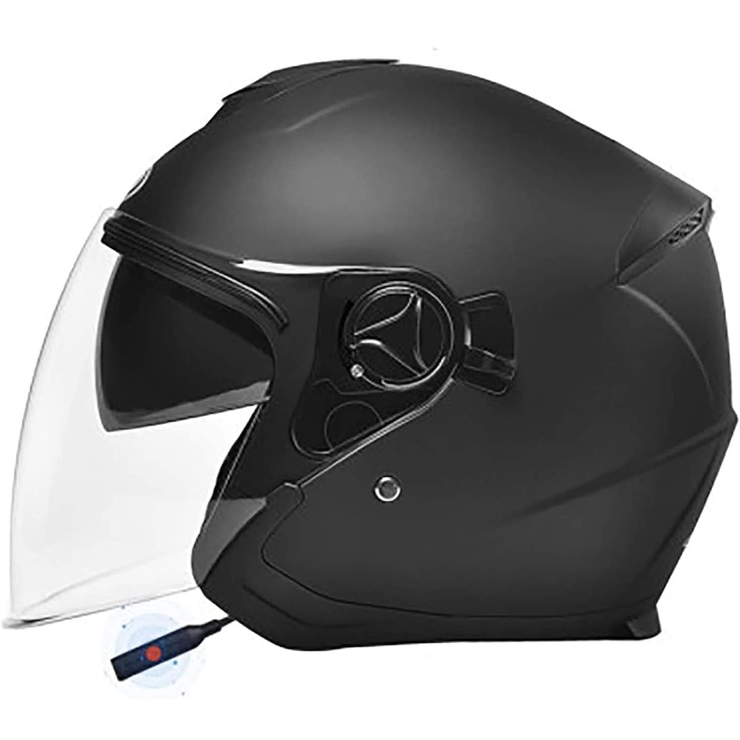 Bluetooth-Motorradhelm, Offener Motorrad-Jet-Helm, Mit Sonnenblende, Cruiser-Scooter-Halbhelm, Motorrad-/Mopedhelme, ECE-Zulassung, Für Erwachsene Männer Und Frauen 1,54-59CM von SJAPEX