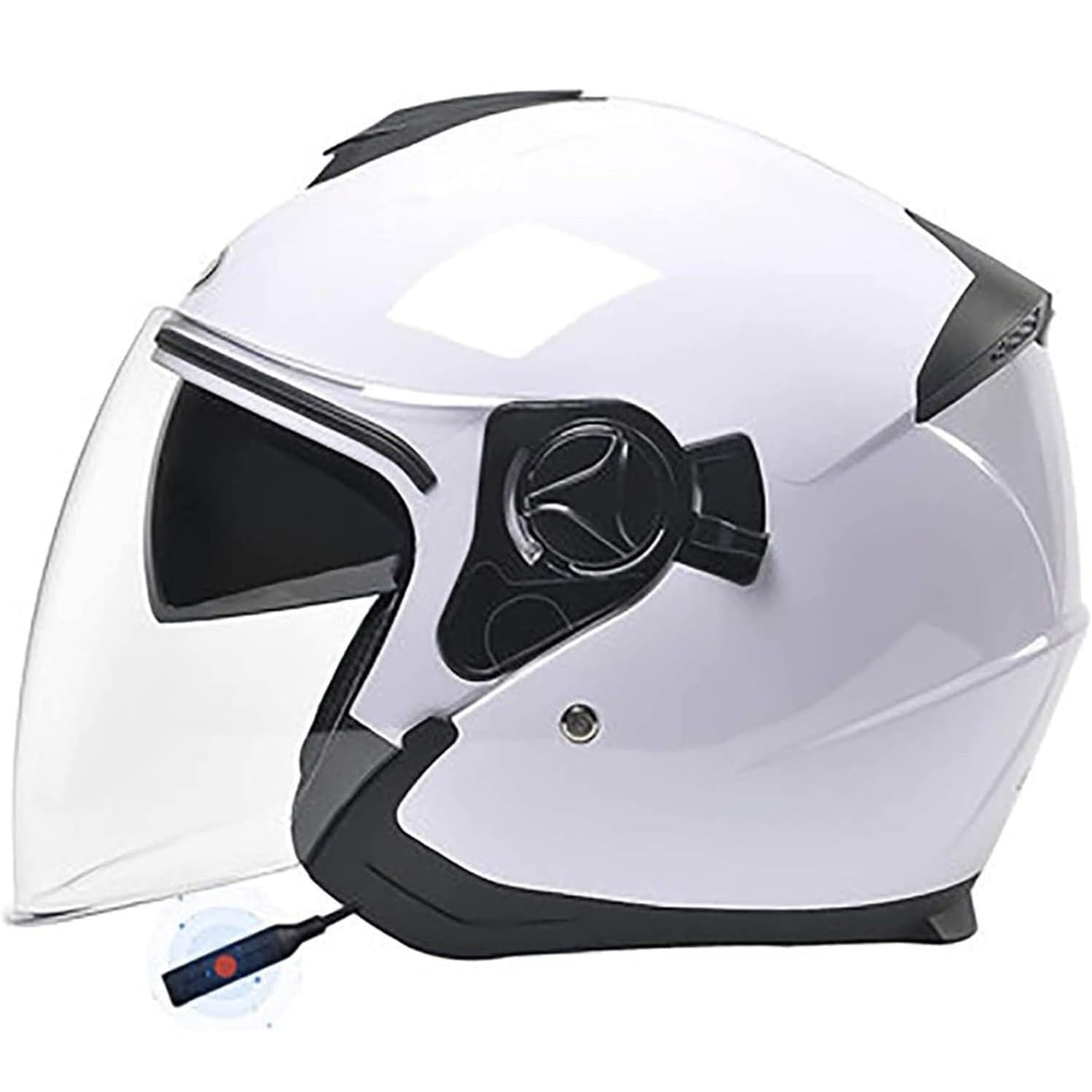 Bluetooth-Motorradhelm, Offener Motorrad-Jet-Helm, Mit Sonnenblende, Cruiser-Scooter-Halbhelm, Motorrad-/Mopedhelme, ECE-Zulassung, Für Erwachsene Männer Und Frauen 4,54-59CM von SJAPEX