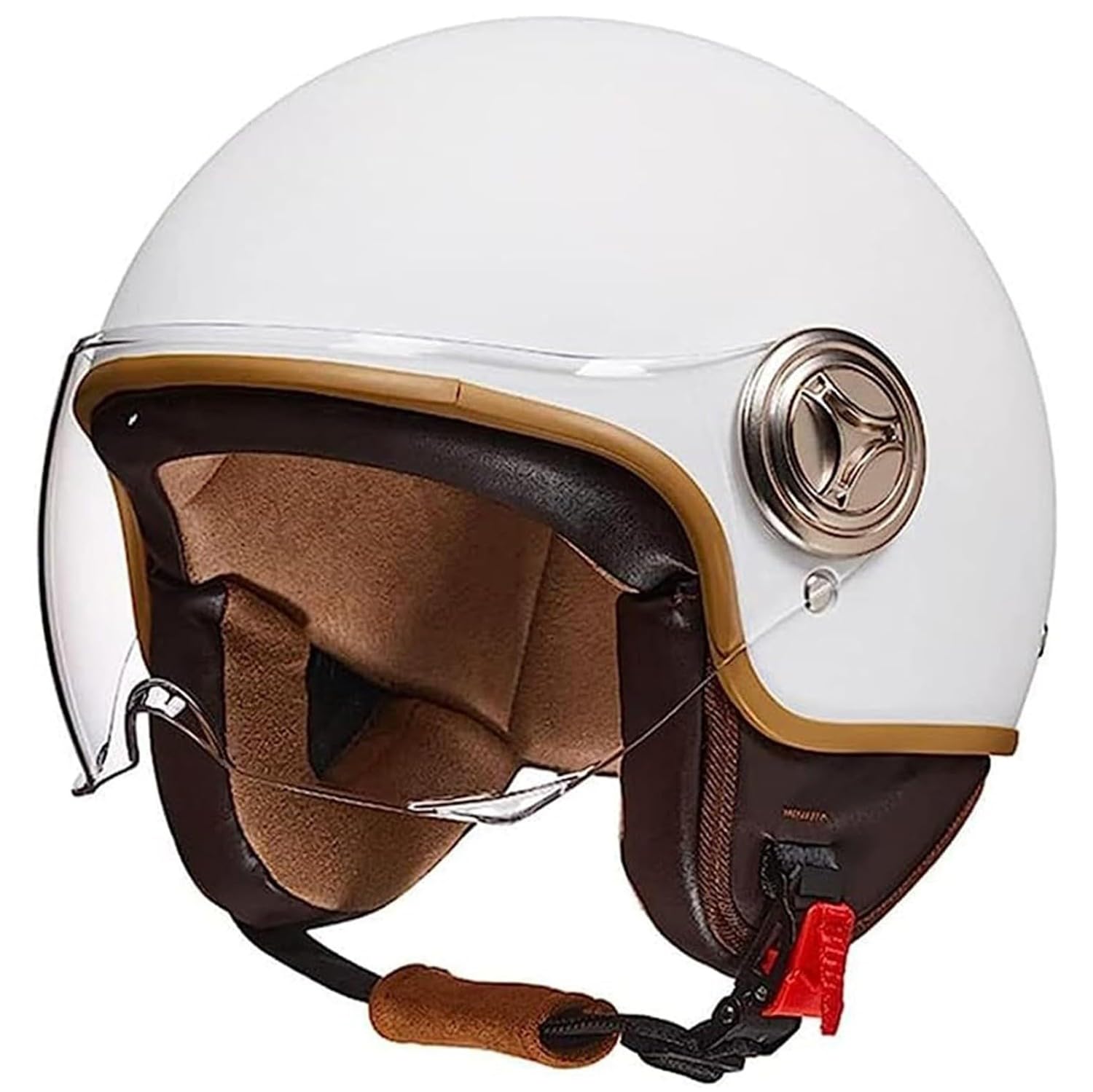 SJAPEX 3/4 Halber Motorradhelm, Retro-Motorradhelm, Retro-Jet-Helm Für Damen Und Herren, Moped, Motorrad, Helikopter 3,54-61CM von SJAPEX