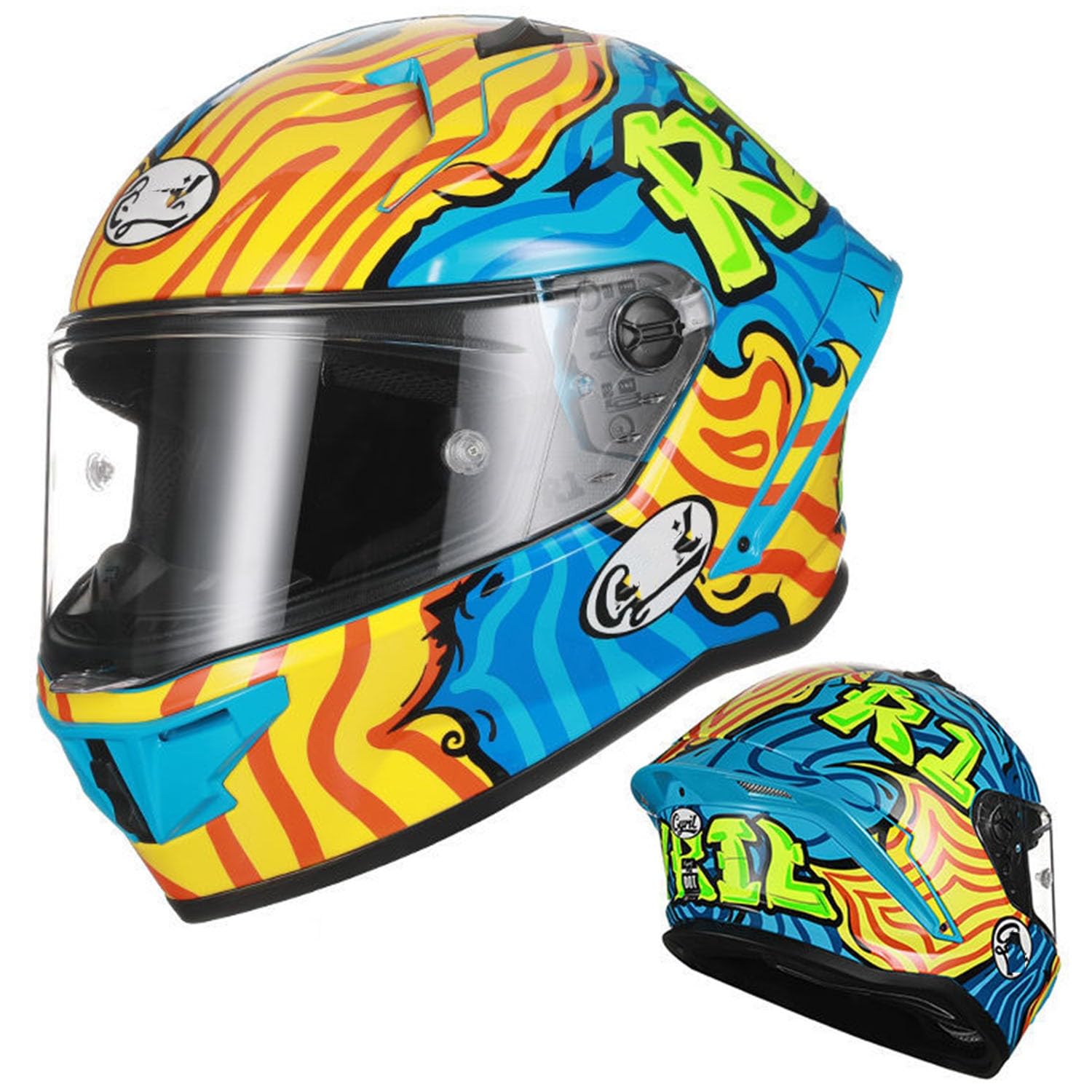 SJAPEX Motorradhelm Integralhelm Rollerhelm DOT/ECE-zertifizierter Aufprallhelm für Erwachsene, Herausnehmbares Innenfutter, Racing-Motocross-Helm 1,L(57-58cm) von SJAPEX