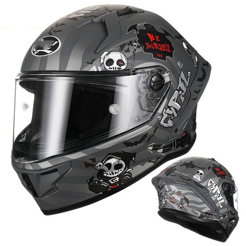 SJAPEX Motorradhelm Integralhelm Rollerhelm DOT/ECE-zertifizierter Aufprallhelm für Erwachsene, Herausnehmbares Innenfutter, Racing-Motocross-Helm 4,L(57-58cm) von SJAPEX