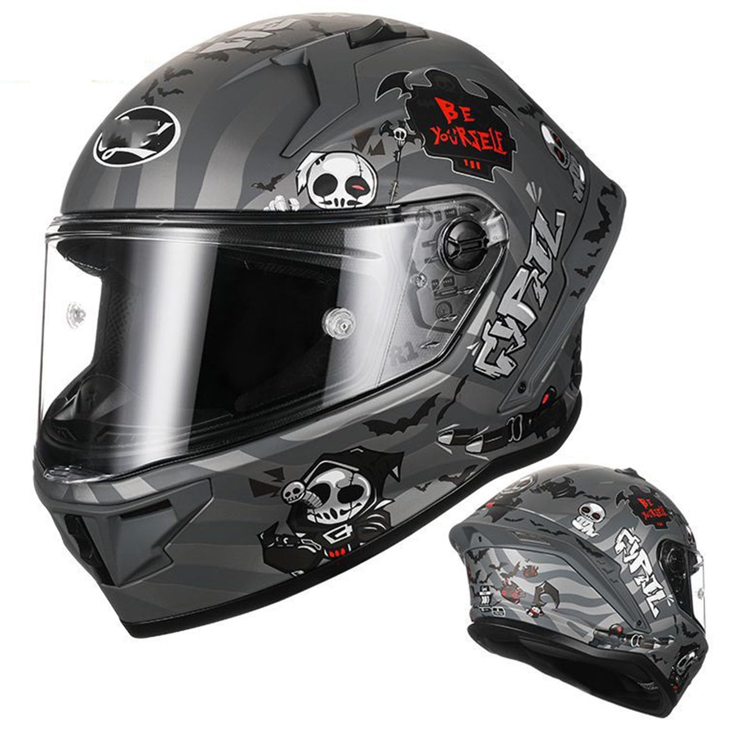 SJAPEX Motorradhelm Integralhelm Rollerhelm DOT/ECE-zertifizierter Aufprallhelm für Erwachsene, Herausnehmbares Innenfutter, Racing-Motocross-Helm 4,M(55-56cm) von SJAPEX