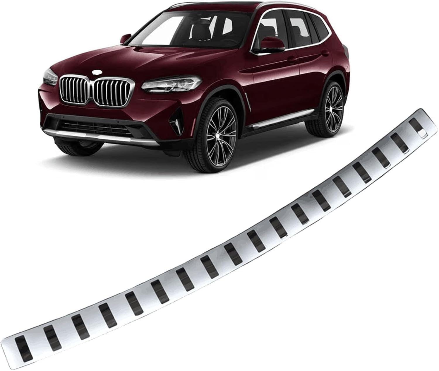 Auto Edelstahl Heckstoßstangenschutz, für BMW X3 2018-2022 2023 2024 Zubehör, Autoteile Heckklappe hinten Kofferraum Einstiegsleisten Abdeckung Scuff Plate Strip Guard Protection von SJBNKJLUQIAO