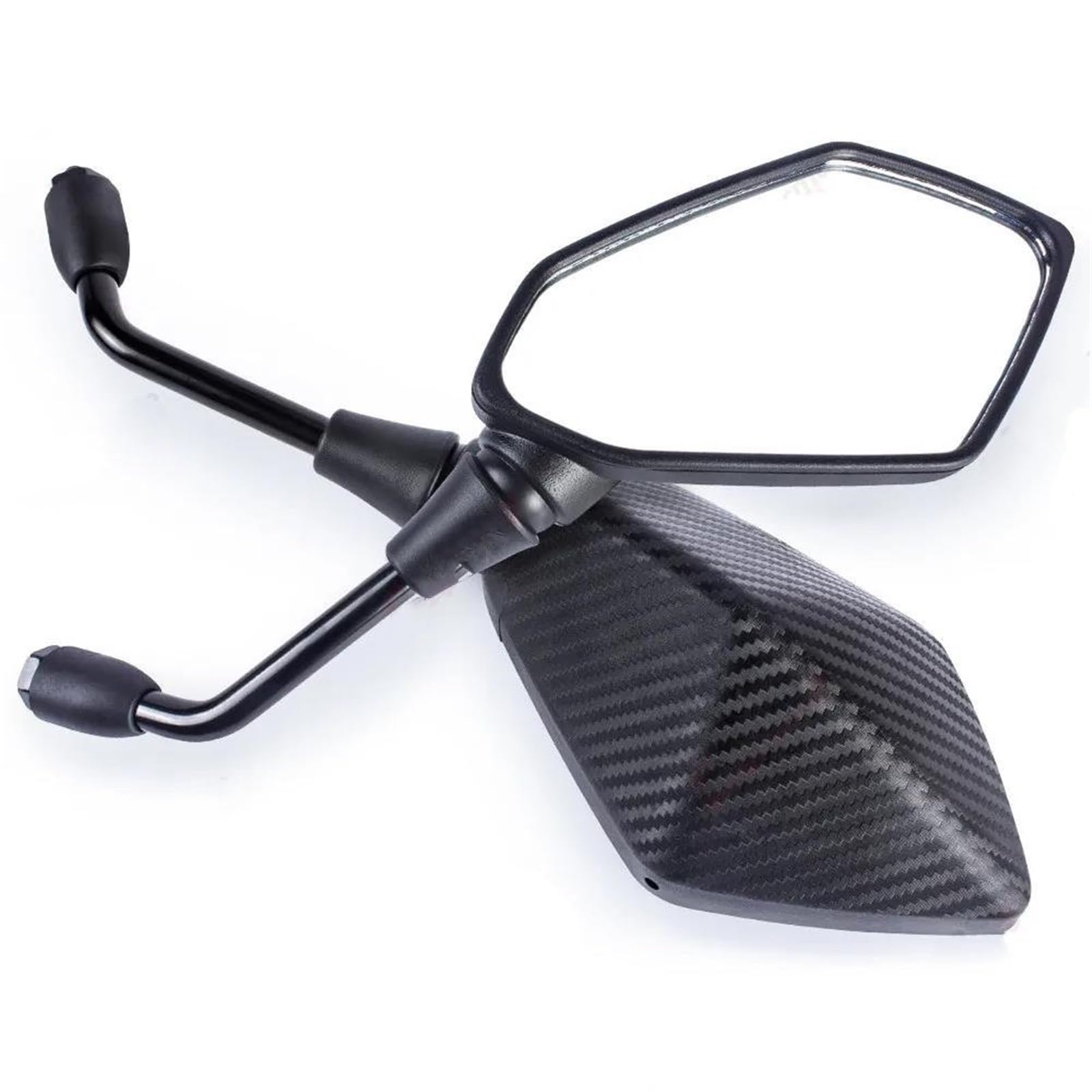 Motorrad-Spiegel Motorrad Rückspiegel Mit 7/8'' Lenker Clamp Carbon Fiber Konvexen Spiegel Für Motocross Roller Motorrad Rückansicht(10MM No Bracket) von SJHYLL