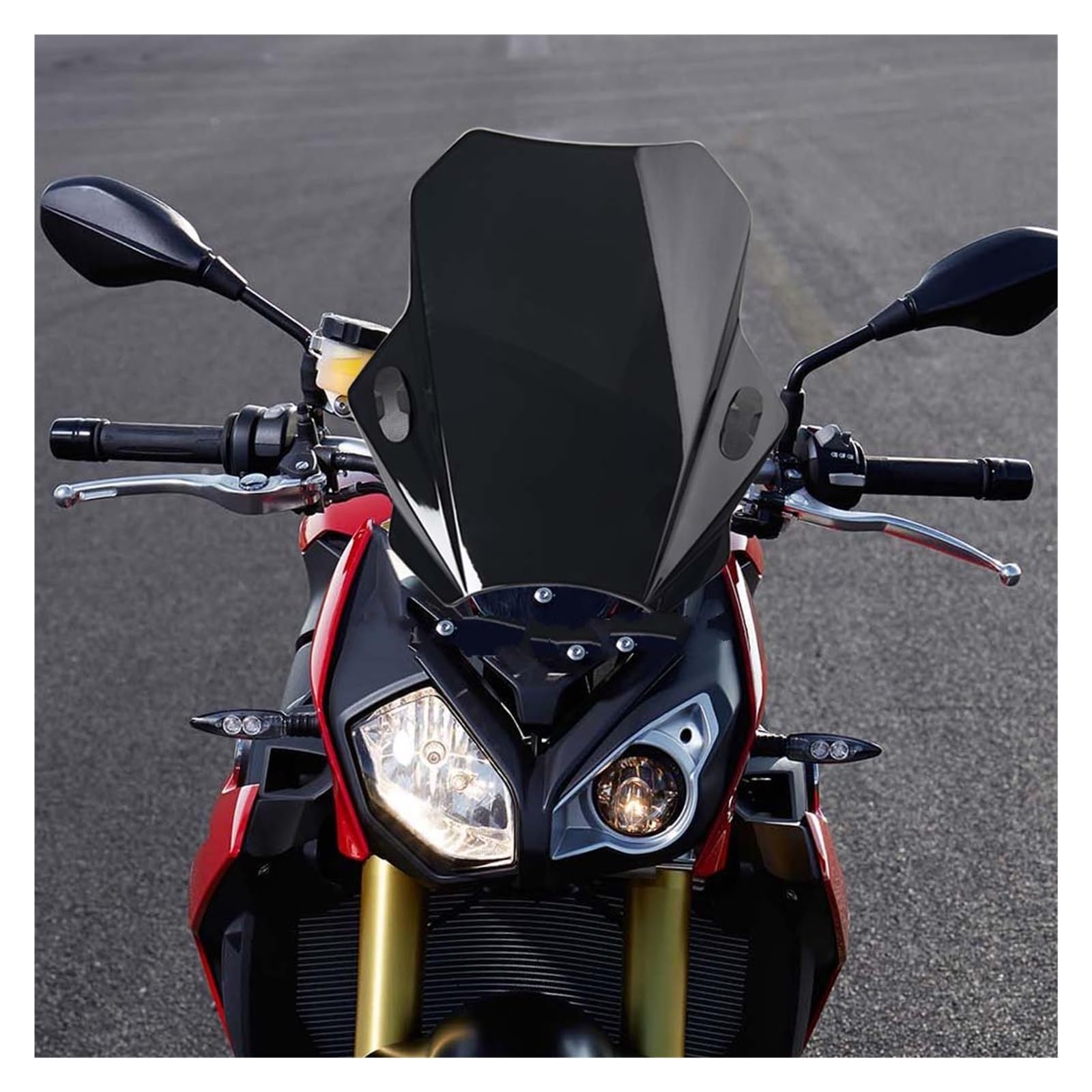 Motorrad-Windschutzscheibe FÜR B&MW FÜR S1000R Motorrad Windschutz Bildschirm Windschutzscheibe Verkleidung Windschutzscheibe Zubehör(Black) von SJHYLL