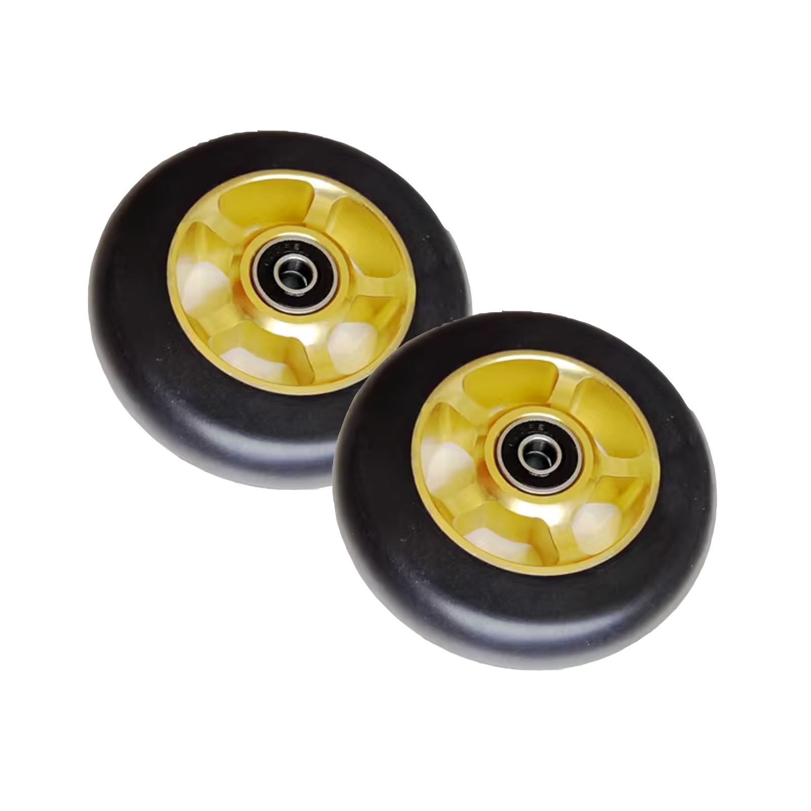 SJKJNK Ersatz-Räder für Inline-Skate-Räder, 82 A, 100 mm, Inline-Skate-Räder, geeignet für Rollerblatt-Räder, Ersatz und Kick-Scooter-Ersatzrad, goldfarben, 2 Stück von SJKJNK