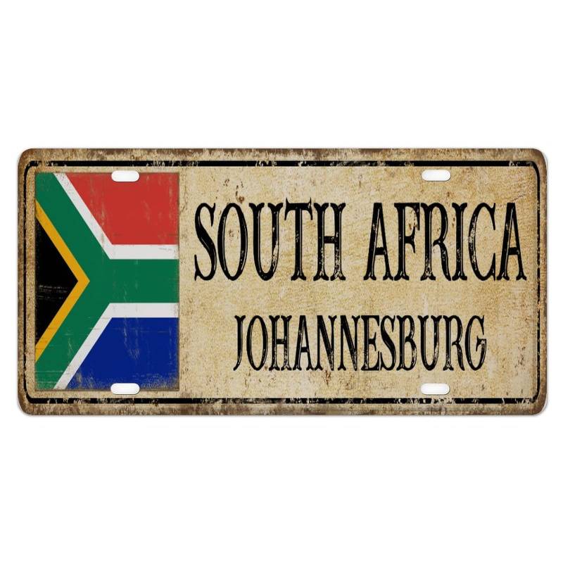 Hauptstadt Souvenir Nummernschild Abdeckung Dekorative Auto Front Rostfreies Metall Hauptstadt Südafrika Johannesburg Individuelle Personalisierte Frontkennzeichen für Männer/Frauen/Jungen/Mädchen von SJOAOAA